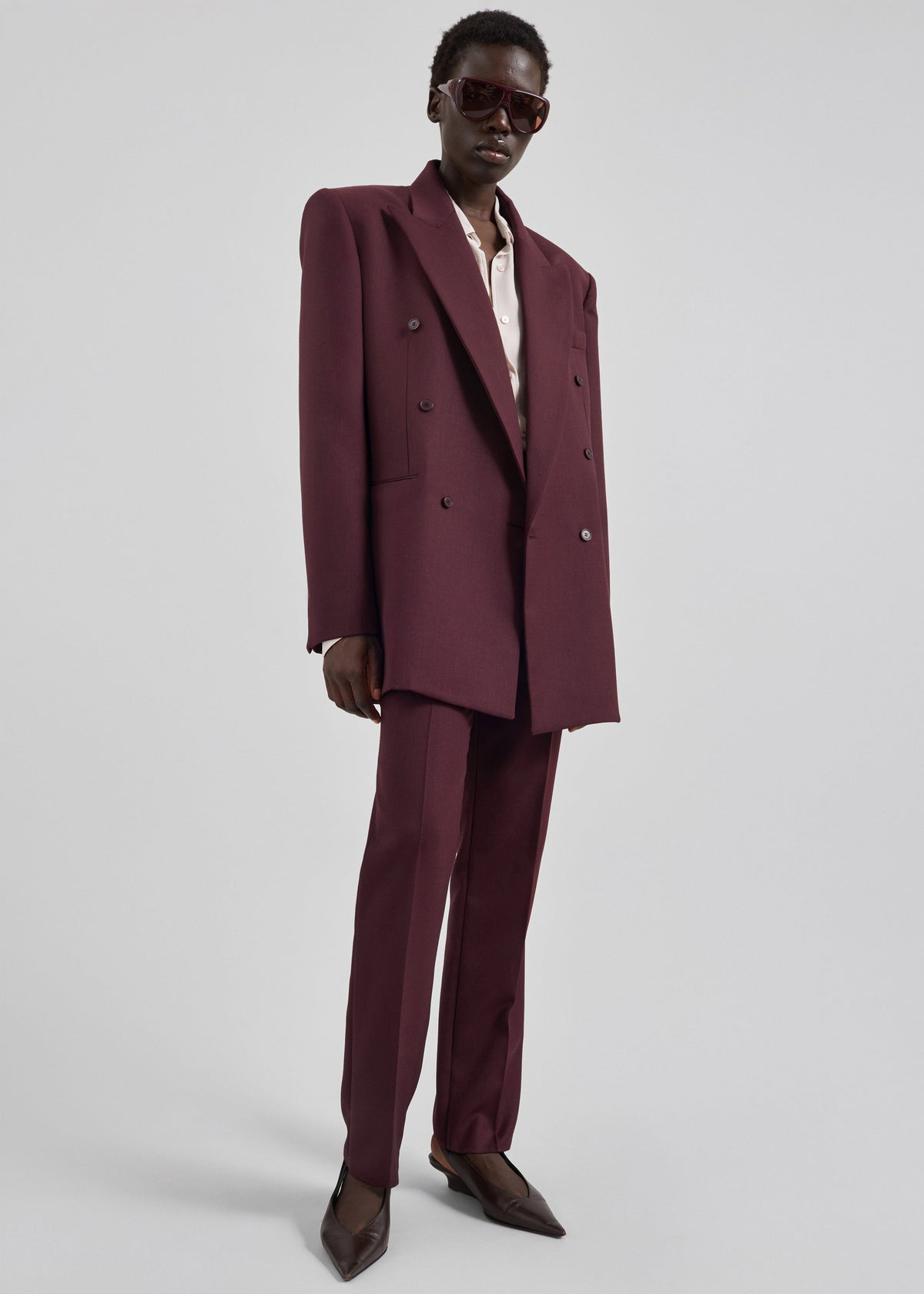 Monterey Structured Wool Blazer - Burgundy - 7