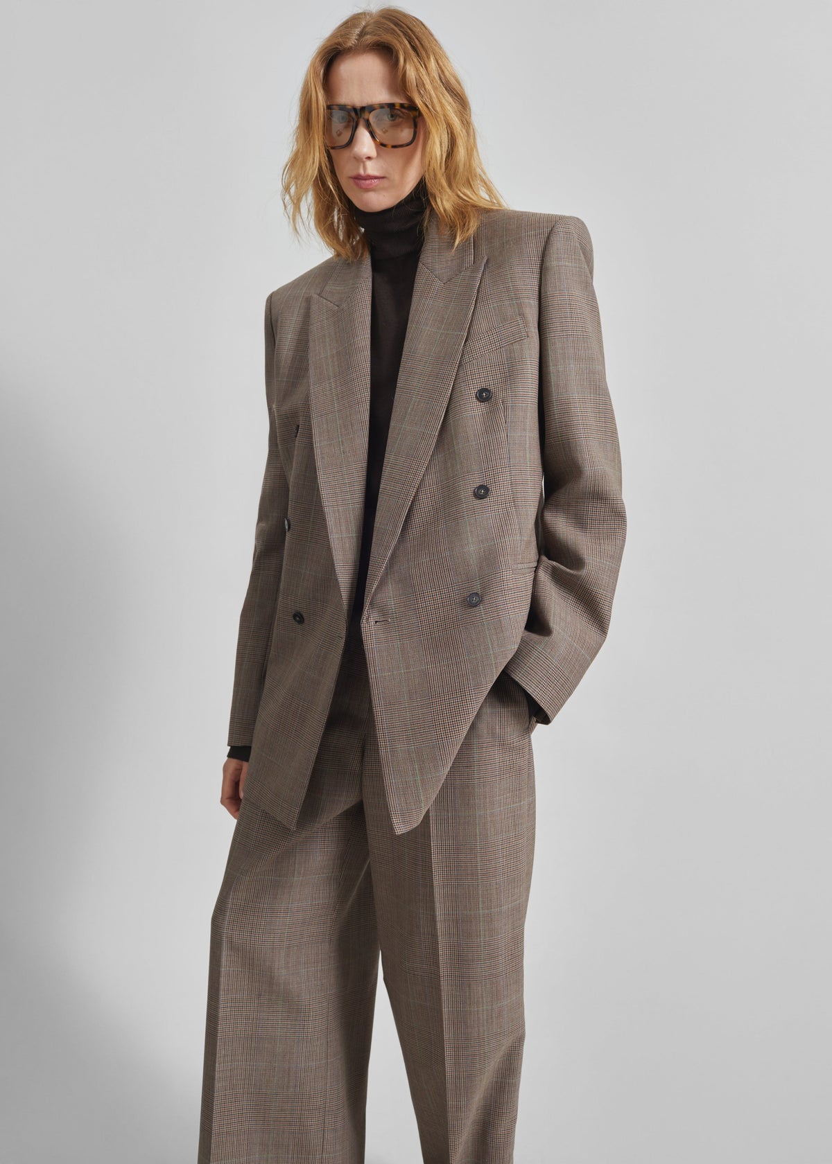 Monterey Structured Wool Blazer - Brown Glen Plaid
