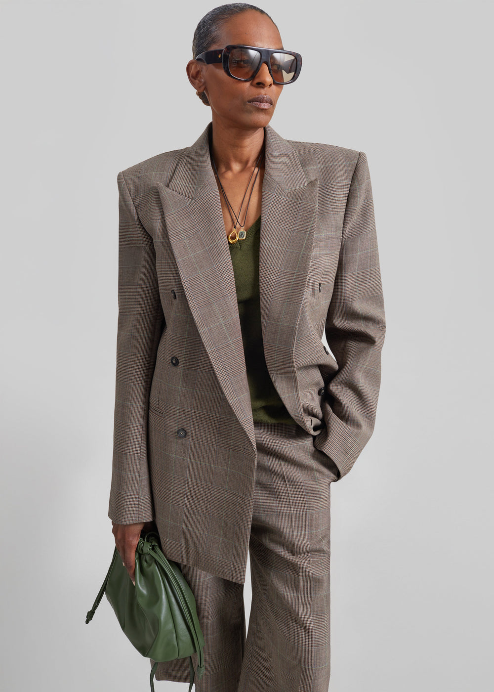 Monterey Structured Wool Blazer - Brown Glen Plaid - 1