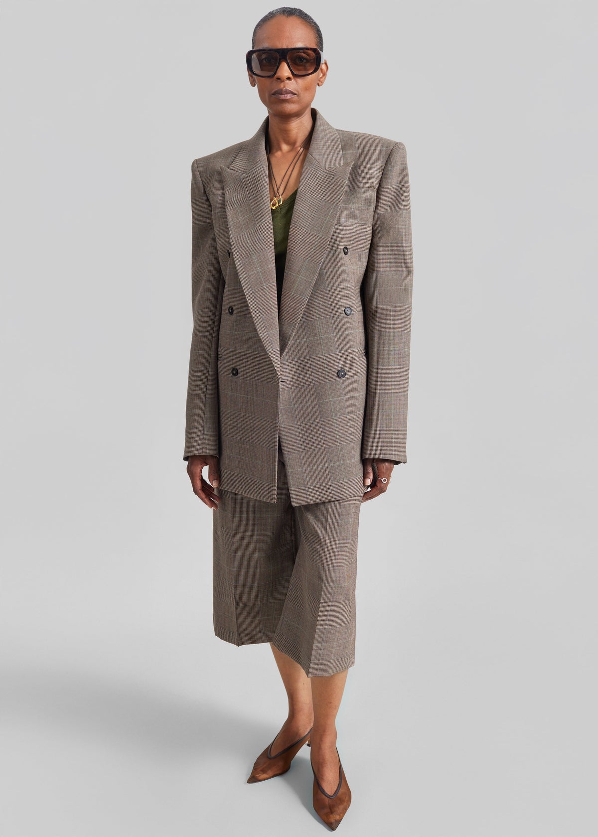 Monterey Structured Wool Blazer - Brown Glen Plaid