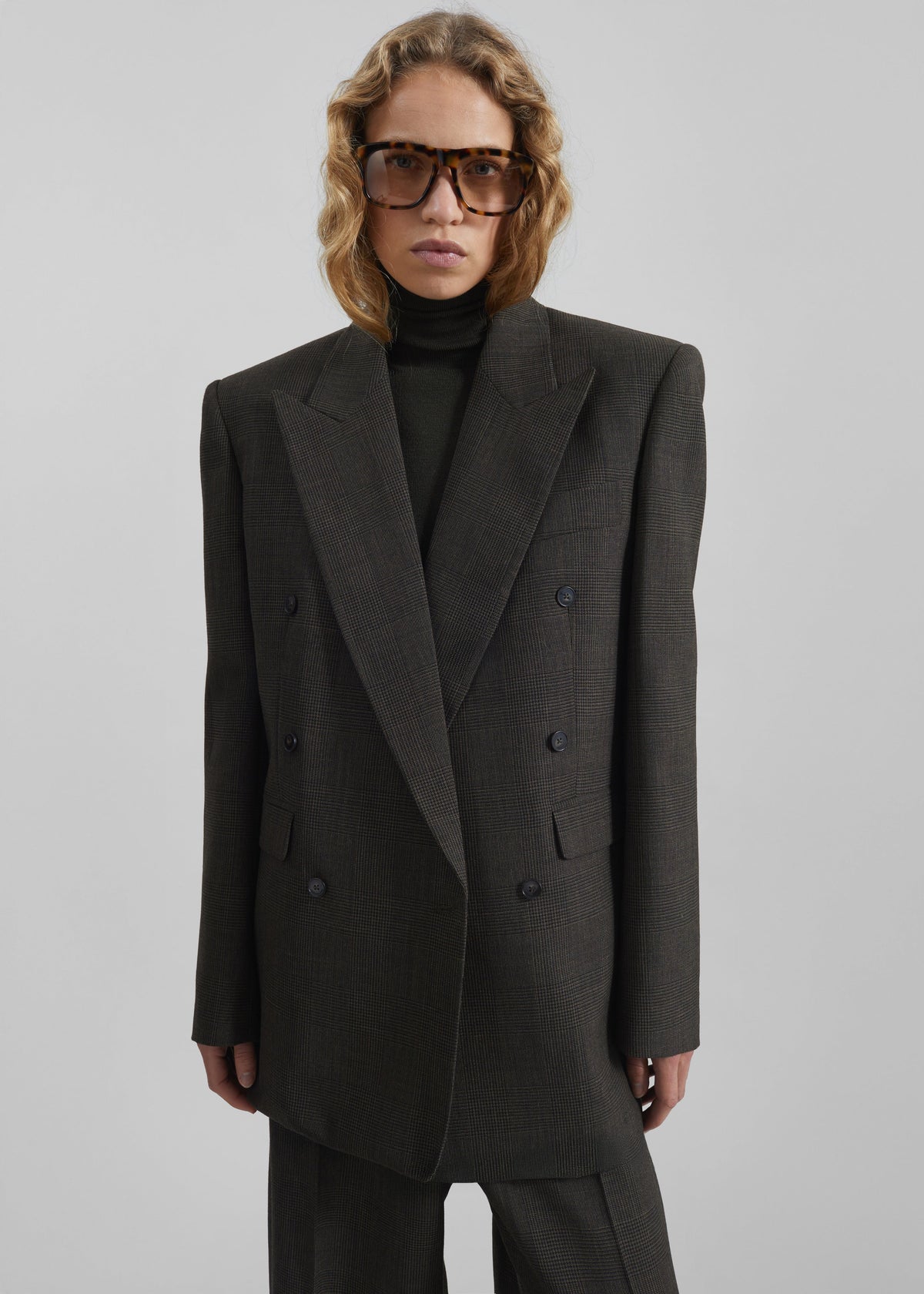 Monterey Structured Wool Blazer - Olive Glen Plaid