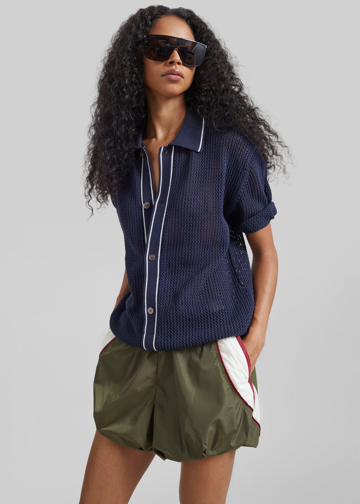Cardigan Monza en maille crochet - Bleu marine - 9