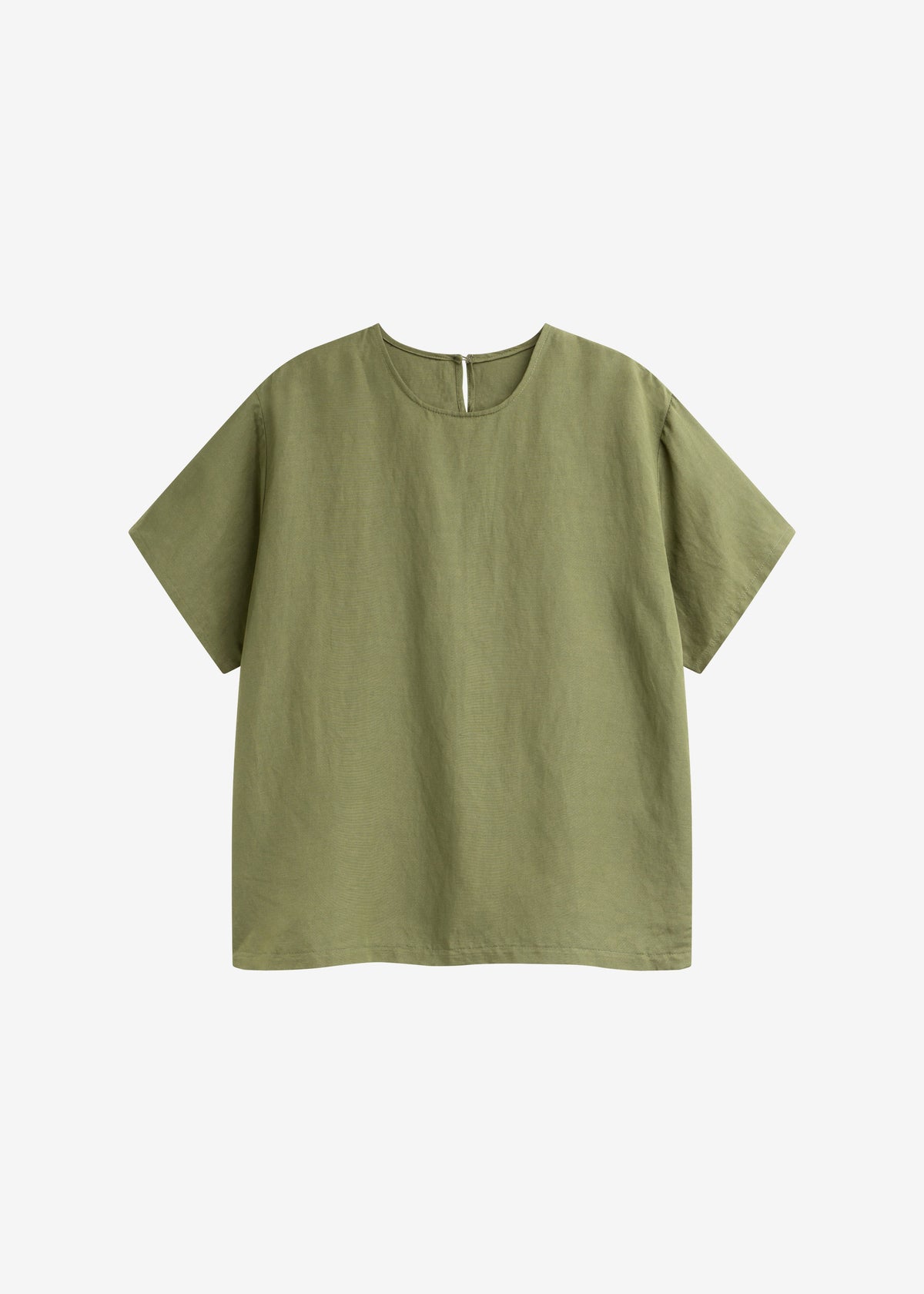 Morat Linen Back Button Top - Olive