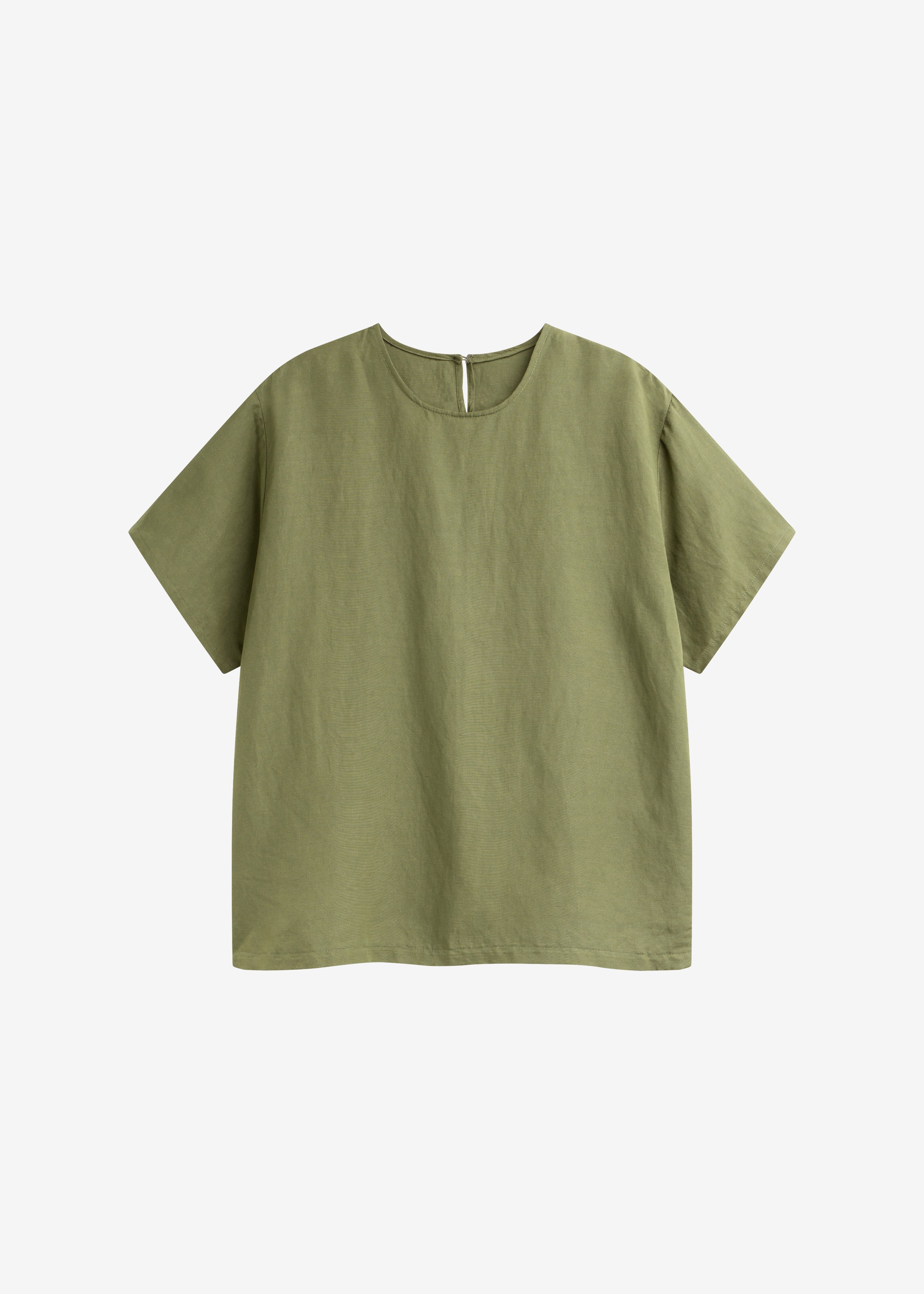 Morat Linen Back Button Top - Olive
