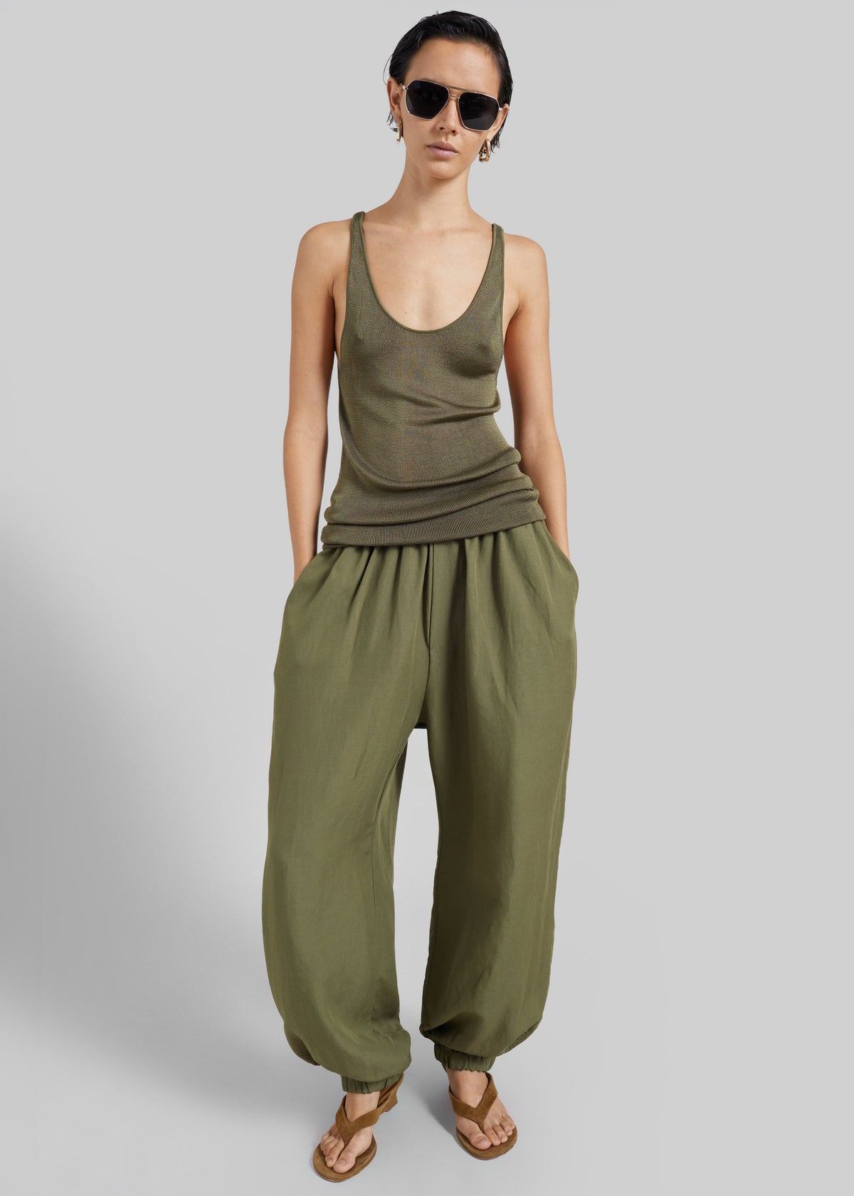Morat Linen Balloon Pants - Olive
