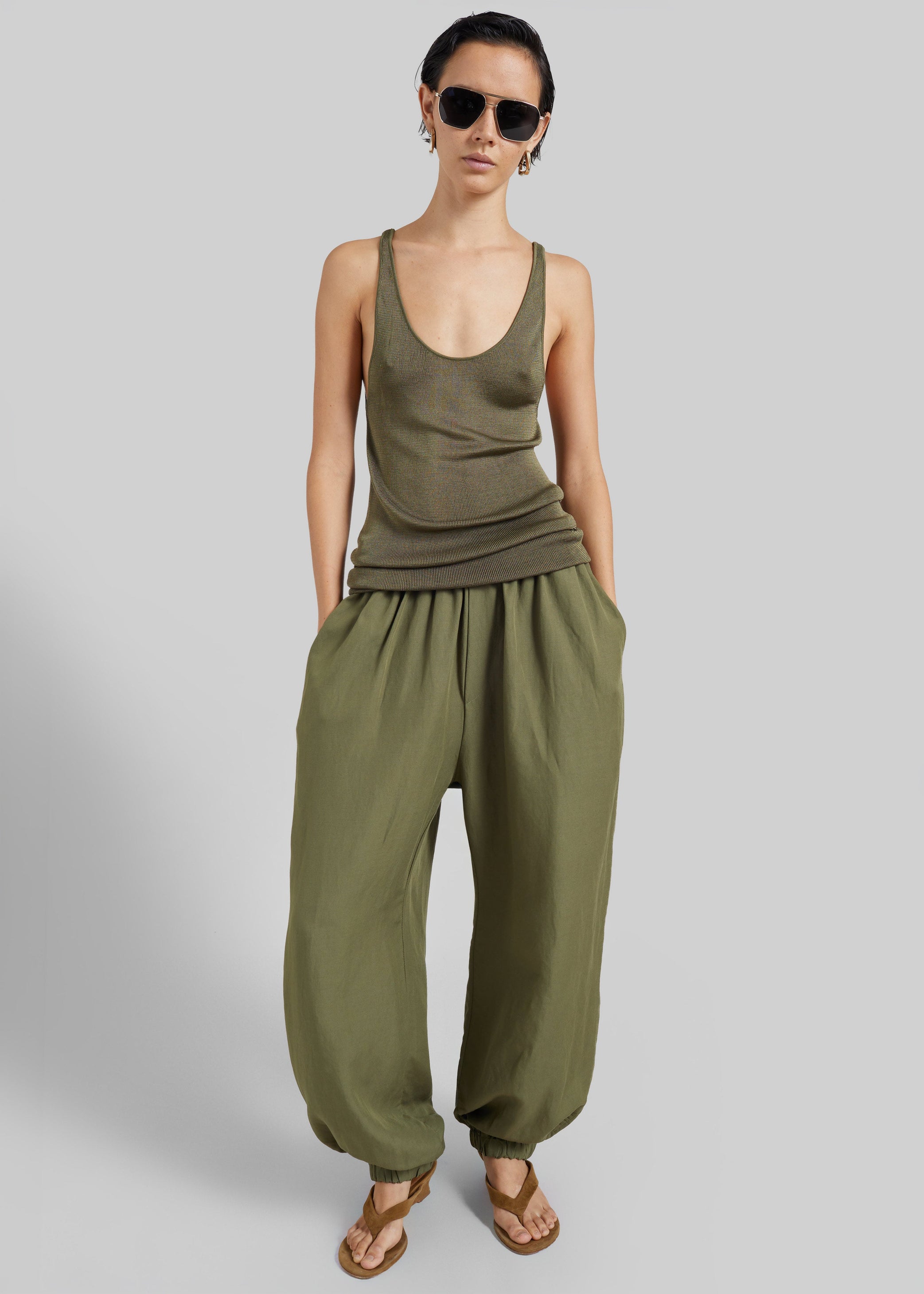Shop the look image for Morat Linen Balloon Pants - Olive
