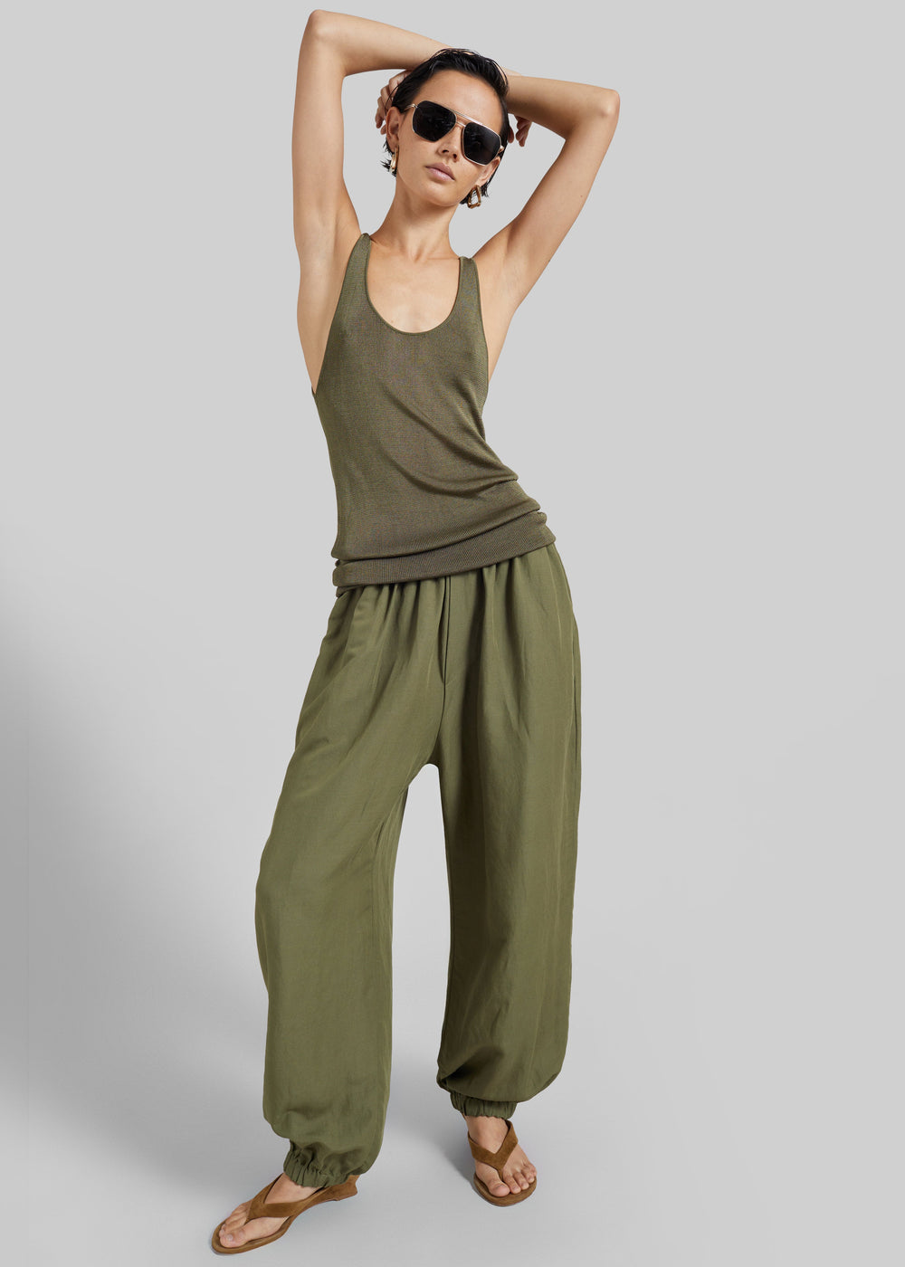 Morat Linen Balloon Pants - Olive - 1