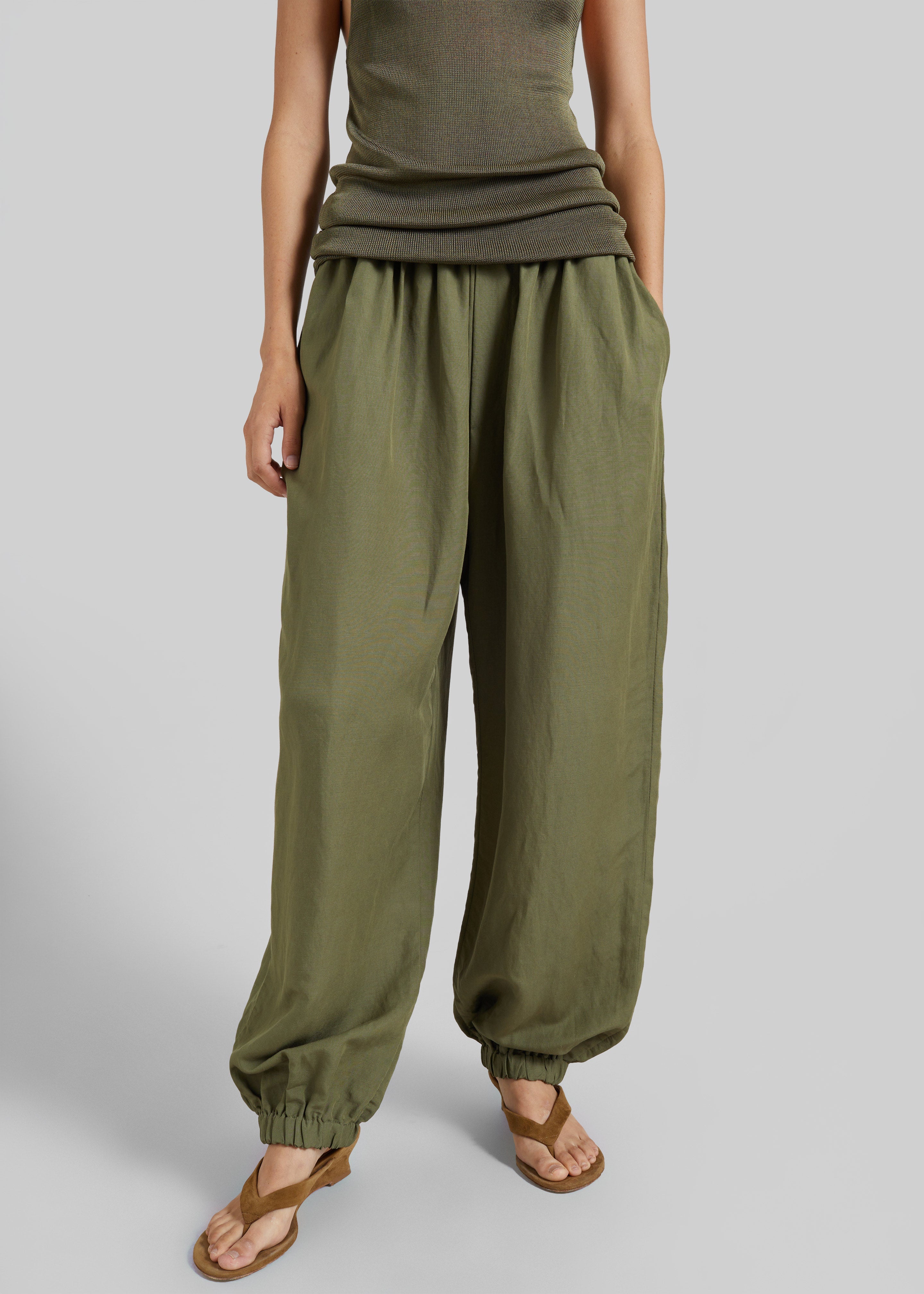 Morat Linen Balloon Pants - Olive