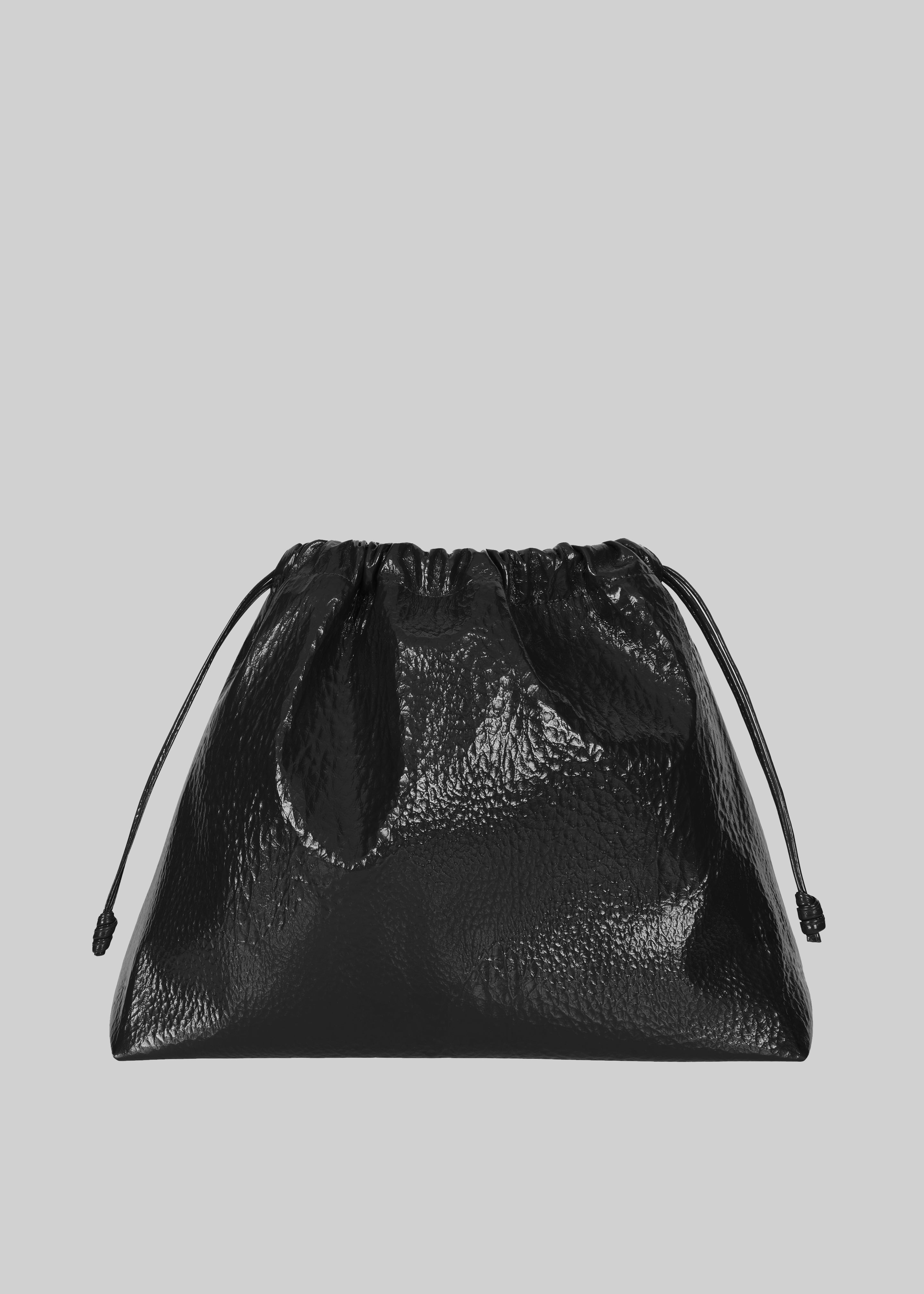 Morgan Crackled Faux Leather Large Pouch - Black - 2