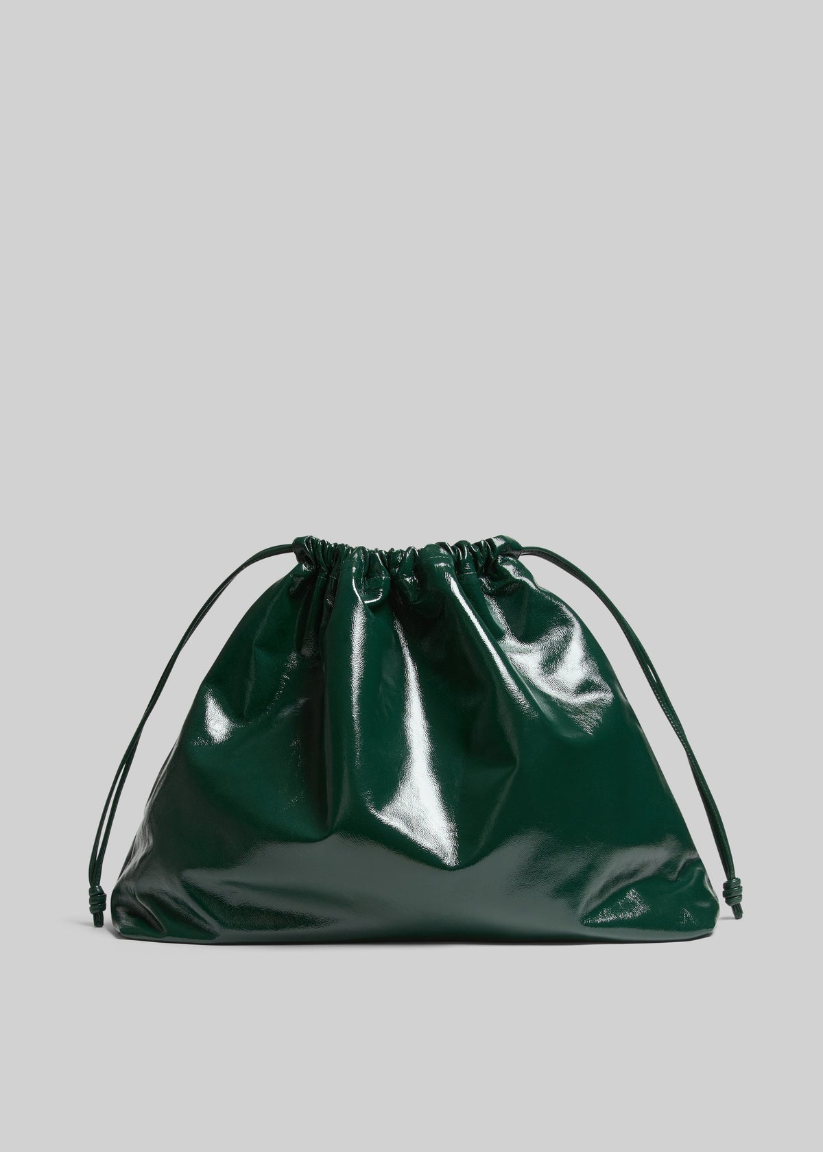 Morgan Crackled Faux Leather Large Pouch - Bottle Green