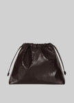 Morgan Crackled Faux Leather Large Pouch - Brown