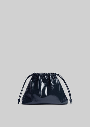 Morgan Crackled Faux Leather Small Pouch - Navy