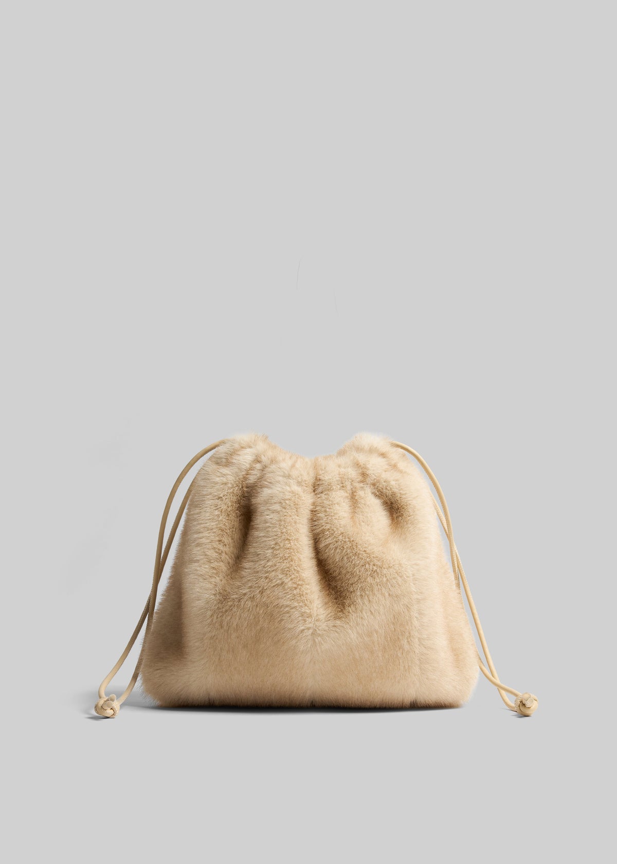 Morgan Faux Fur Small Pouch - Beige - 5