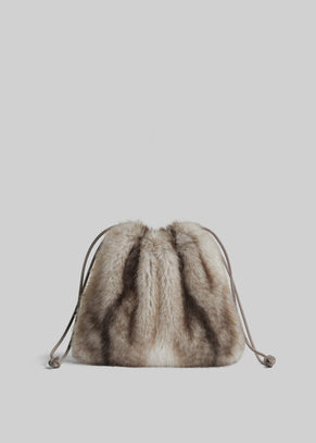 Morgan Faux Fur Small Pouch - Grey