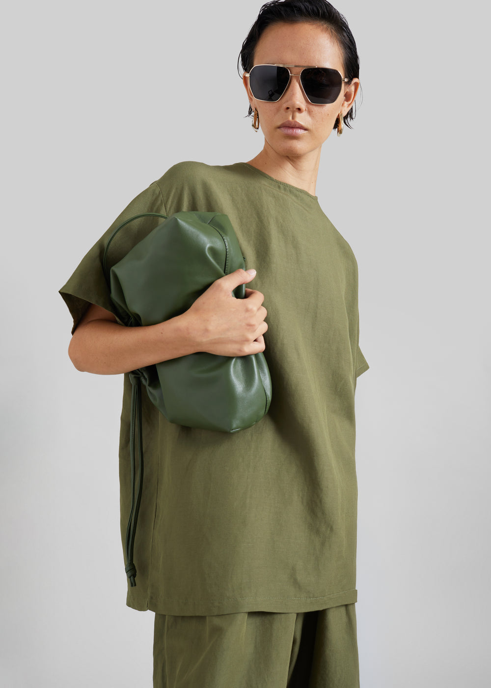 Morgan Faux Leather Small Pouch - Olive