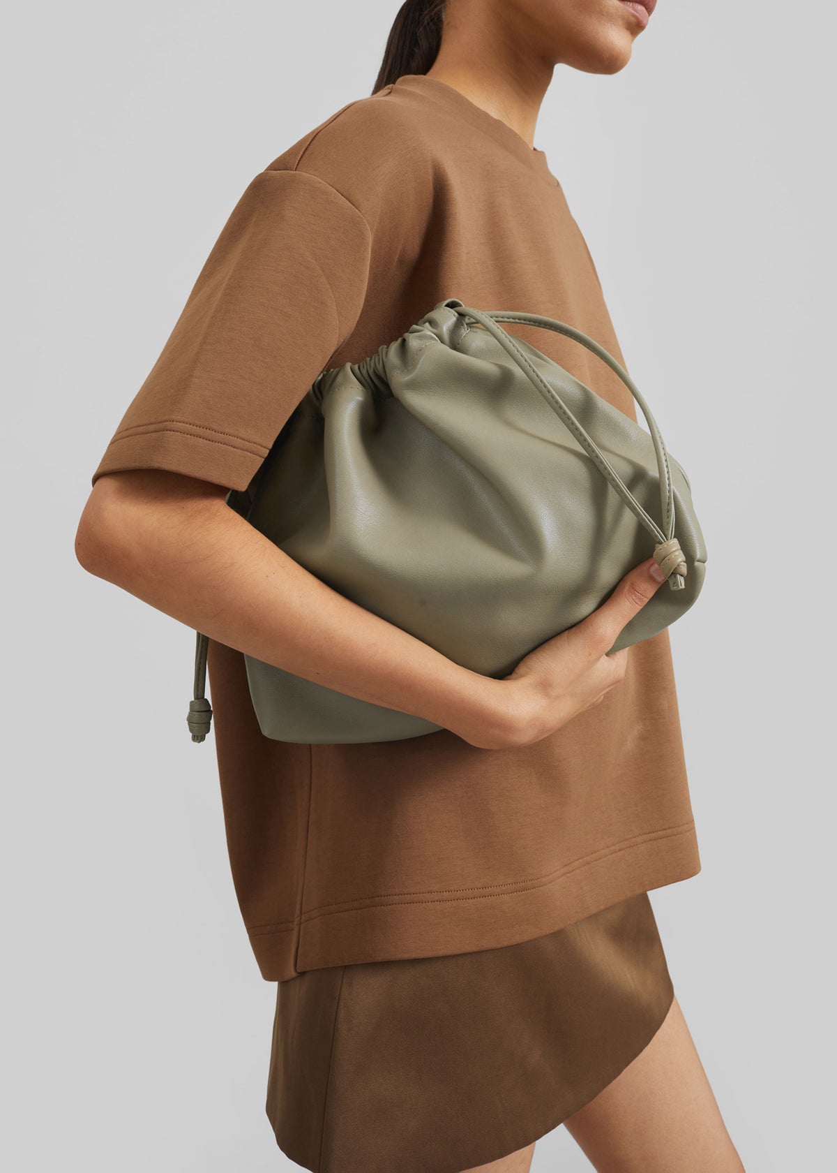 Morgan Faux Leather Small Pouch - Sage - 5