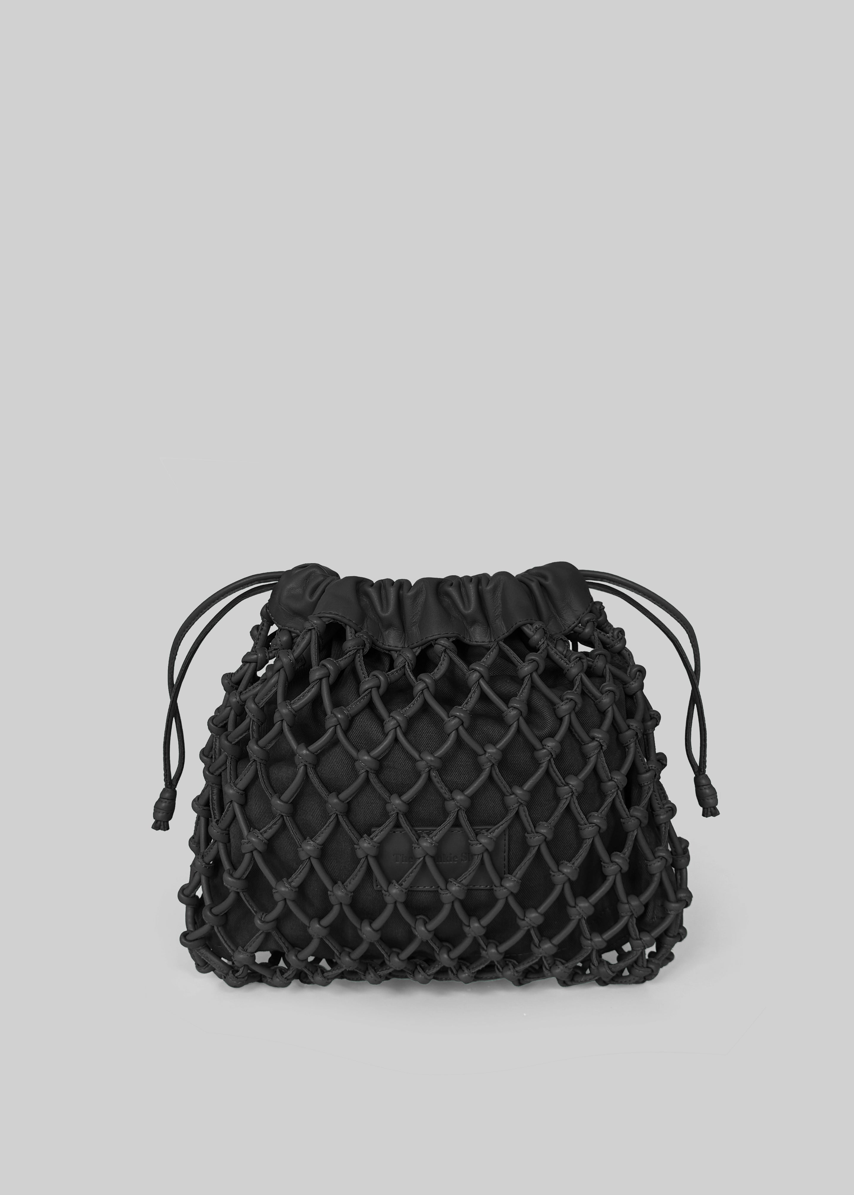 Morgan Leather Macrame Small Pouch - Black - 2