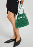 Morgan Leather Macrame Small Pouch - Emerald