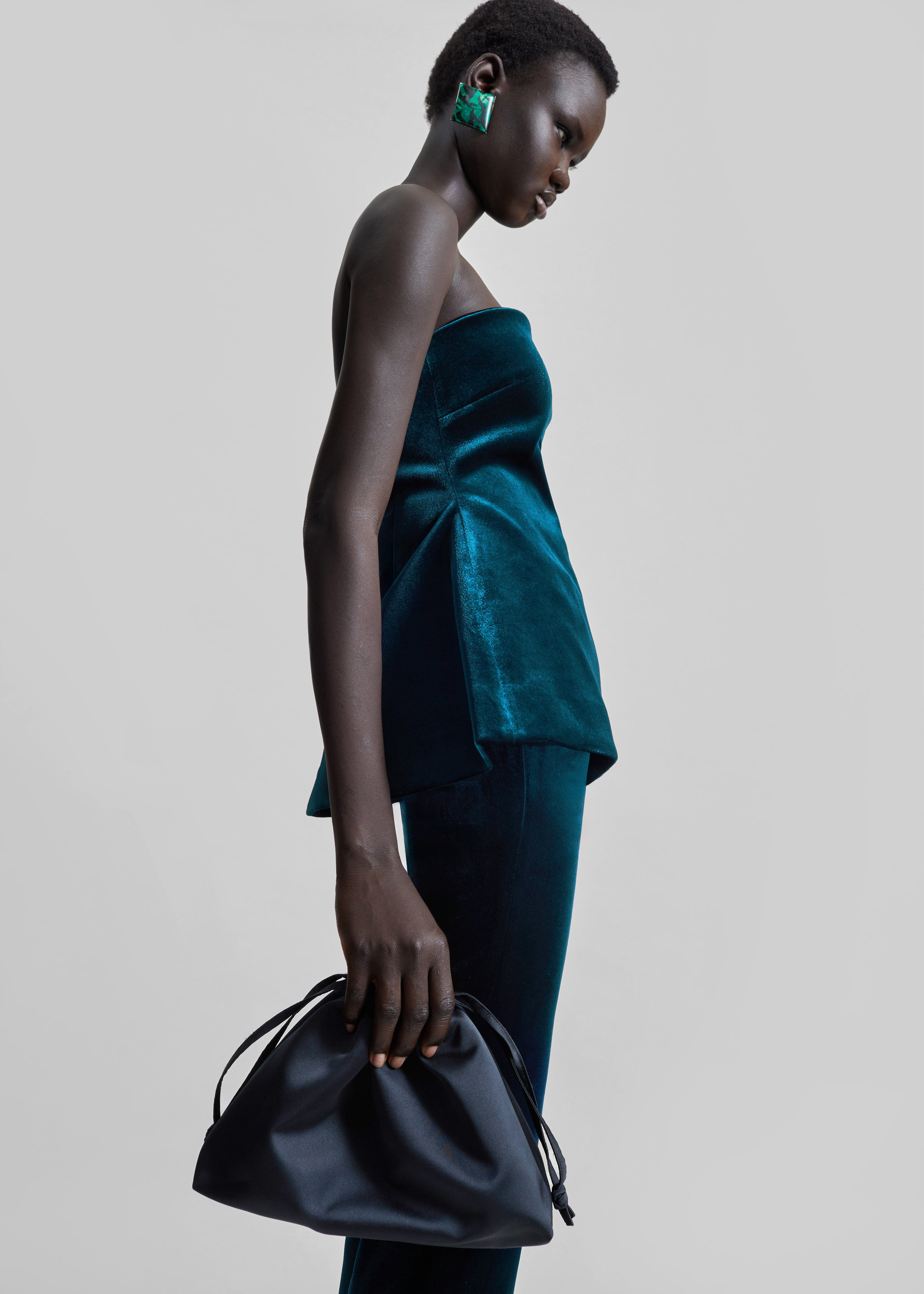 Morgan Satin Small Pouch - Black - 5