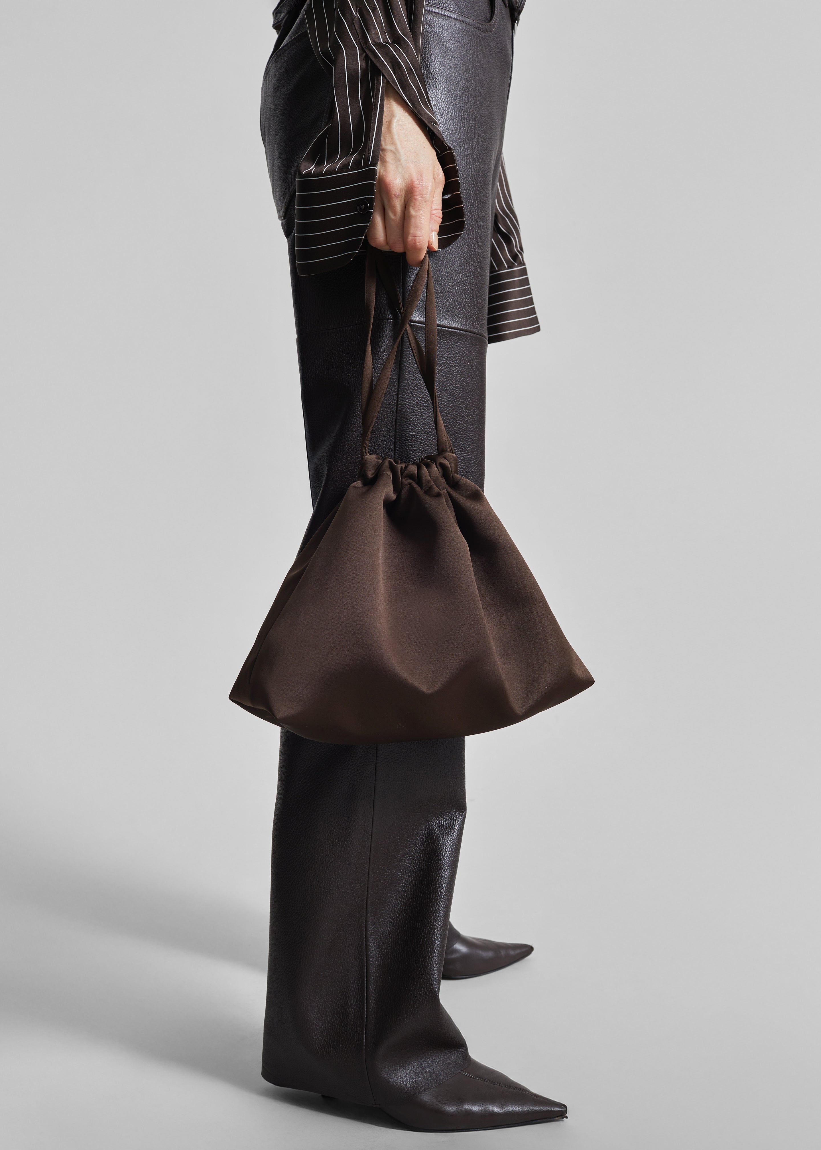 Morgan Satin Small Pouch - Brown - 6