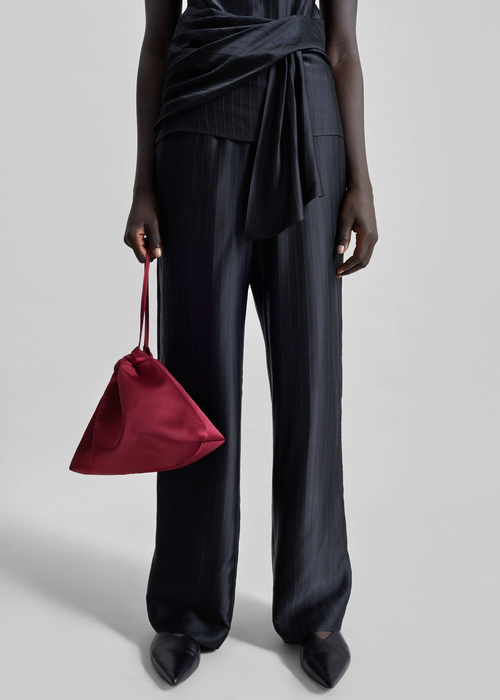 Morgan Satin Small Pouch - Burgundy - 1