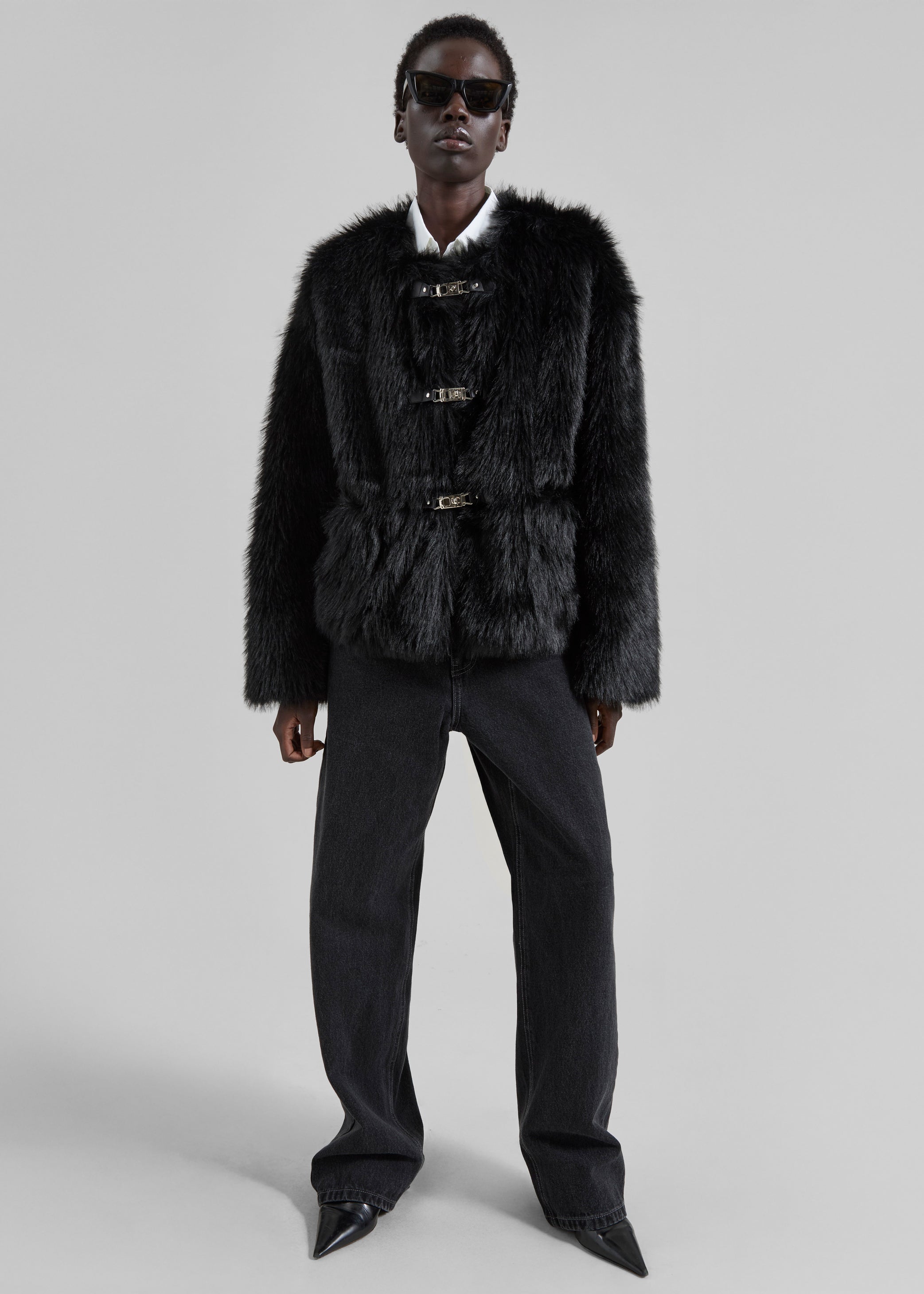 Shop the look image for Moritz Faux Fur Buckle Jacket - Black