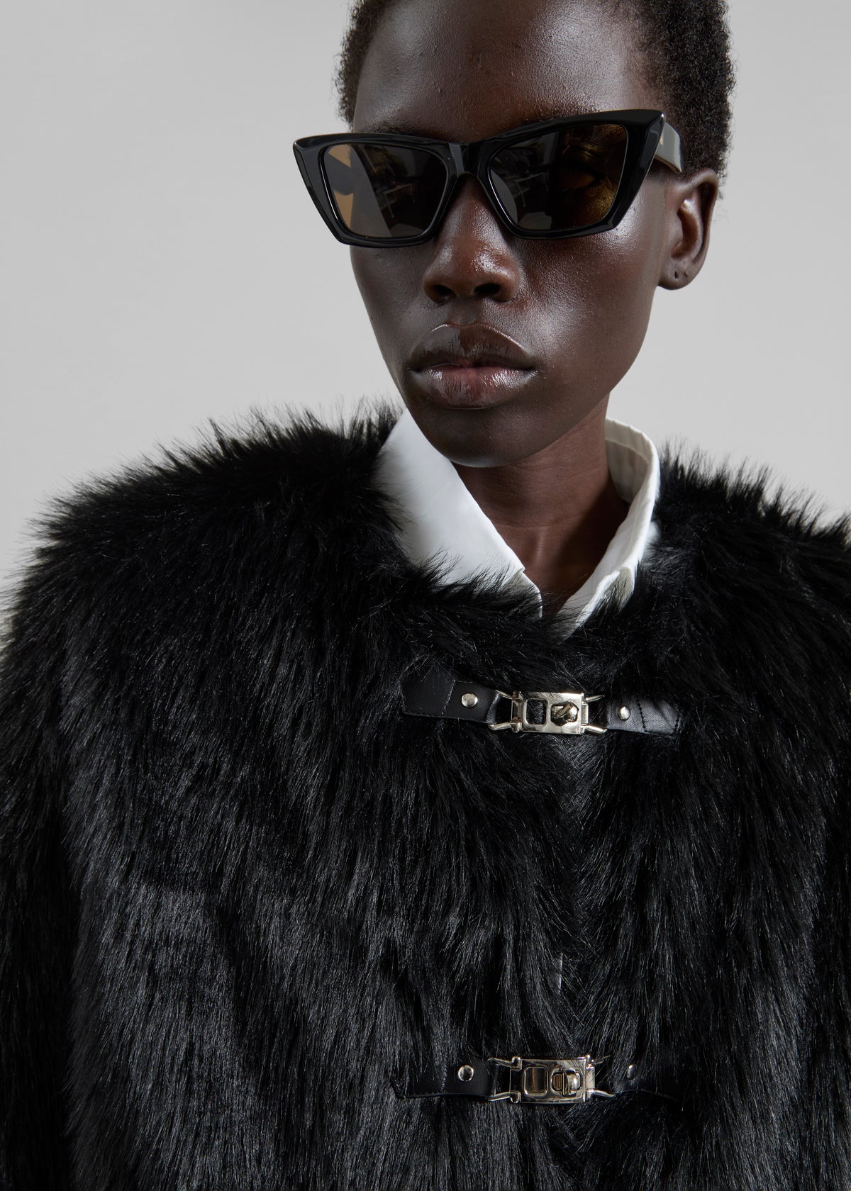 Moritz Faux Fur Buckle Jacket - Black - 6