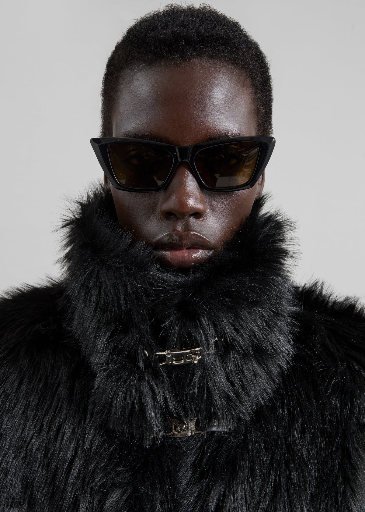 Moritz Faux Fur Buckle Jacket - Black - 4