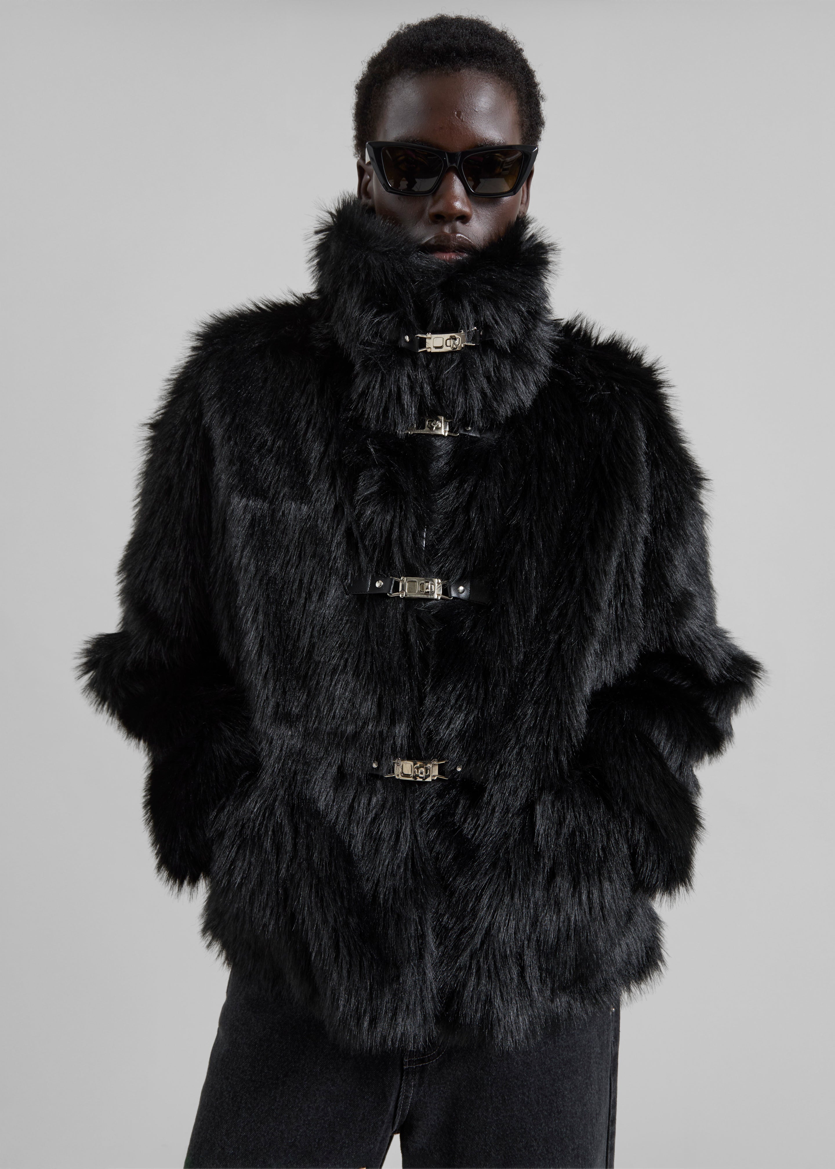 Moritz Faux Fur Buckle Jacket - Black – The Frankie Shop Europe
