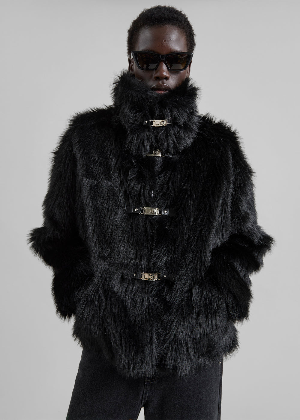 Moritz Faux Fur Buckle Jacket - Black