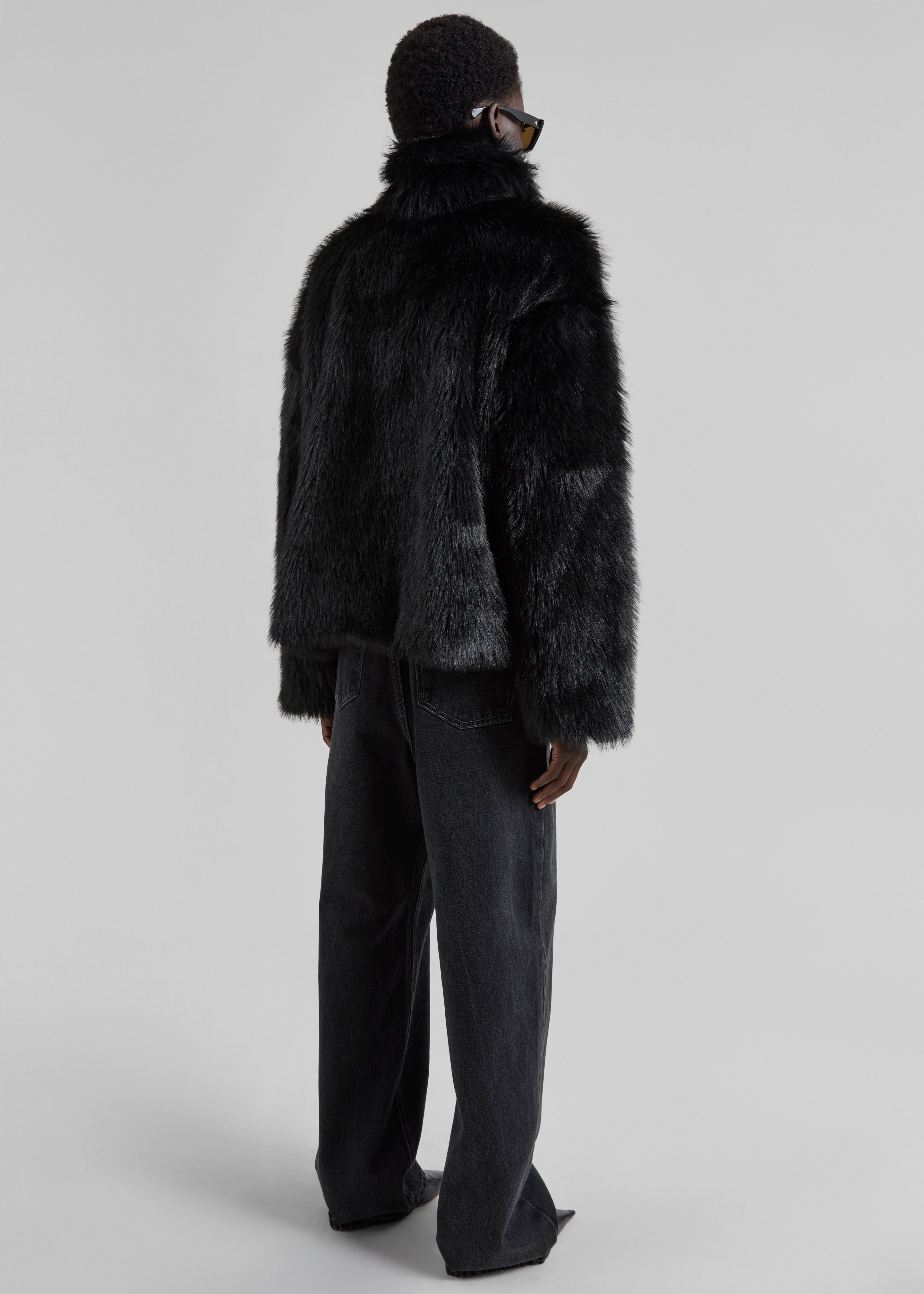 Moritz Faux Fur Buckle Jacket - Black - 8