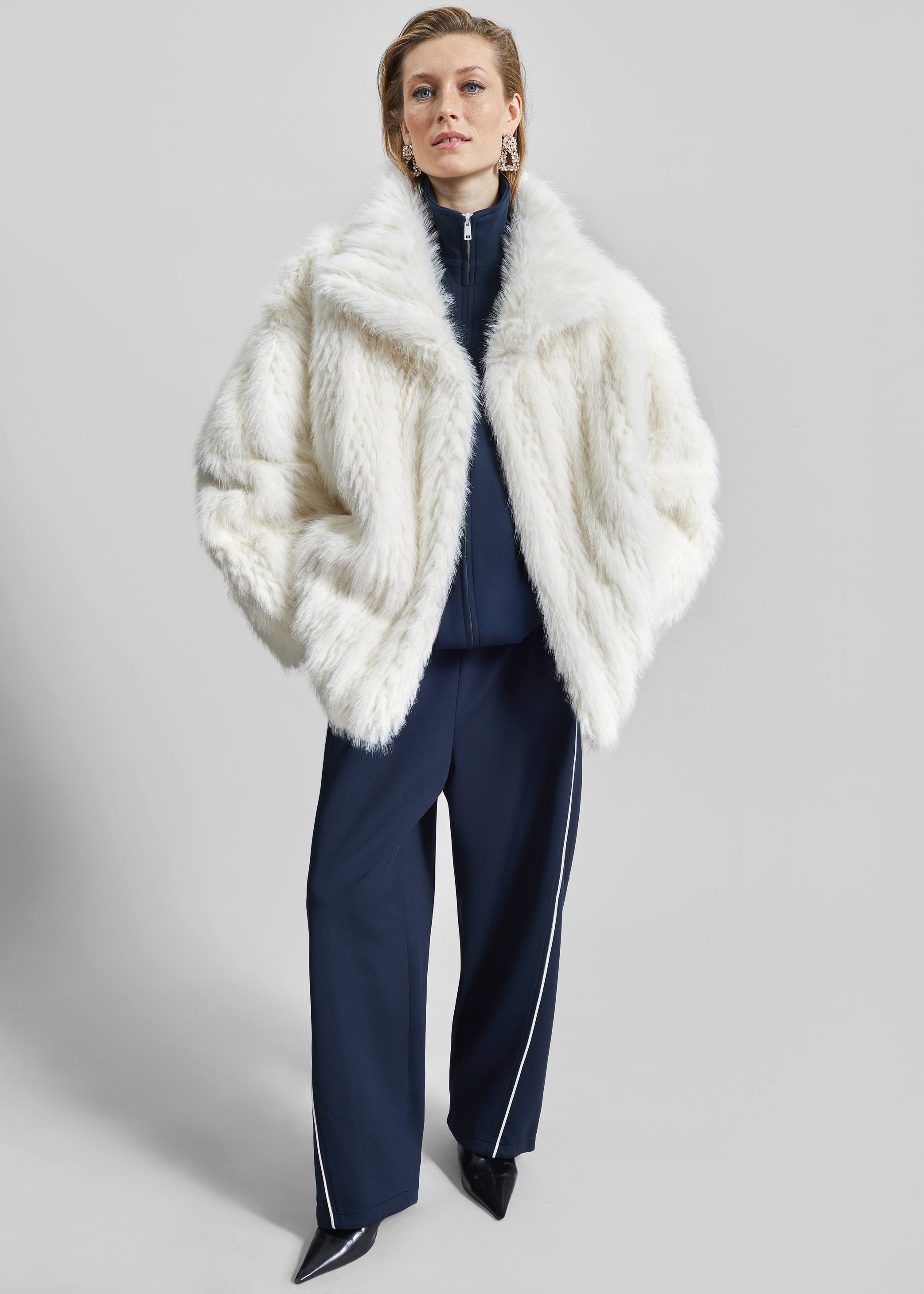 Shop the look image for Mortisa Faux Fur Belted Short Coat - Off White