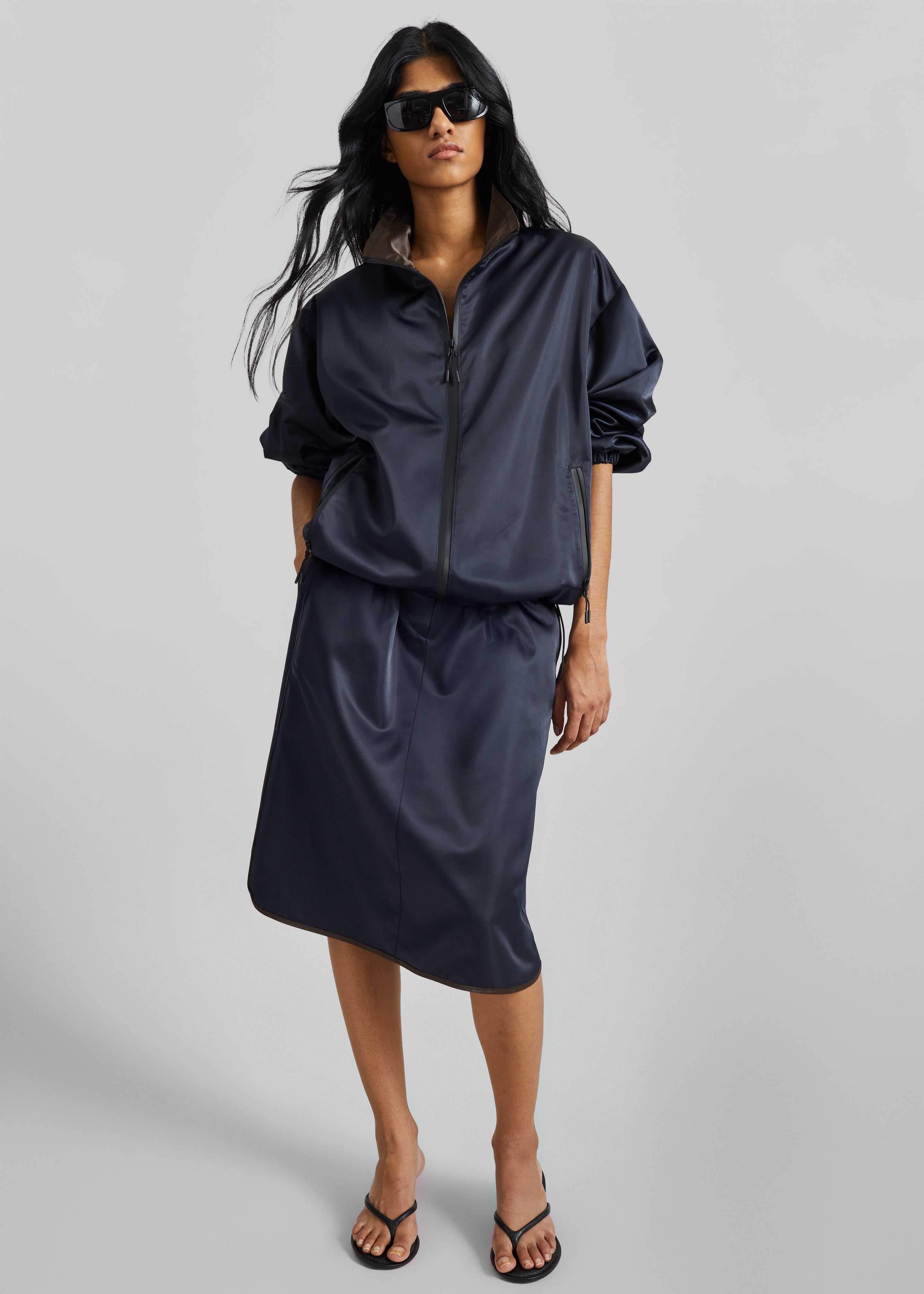 Munich Contrast Piping Midi Skirt - Navy - 4