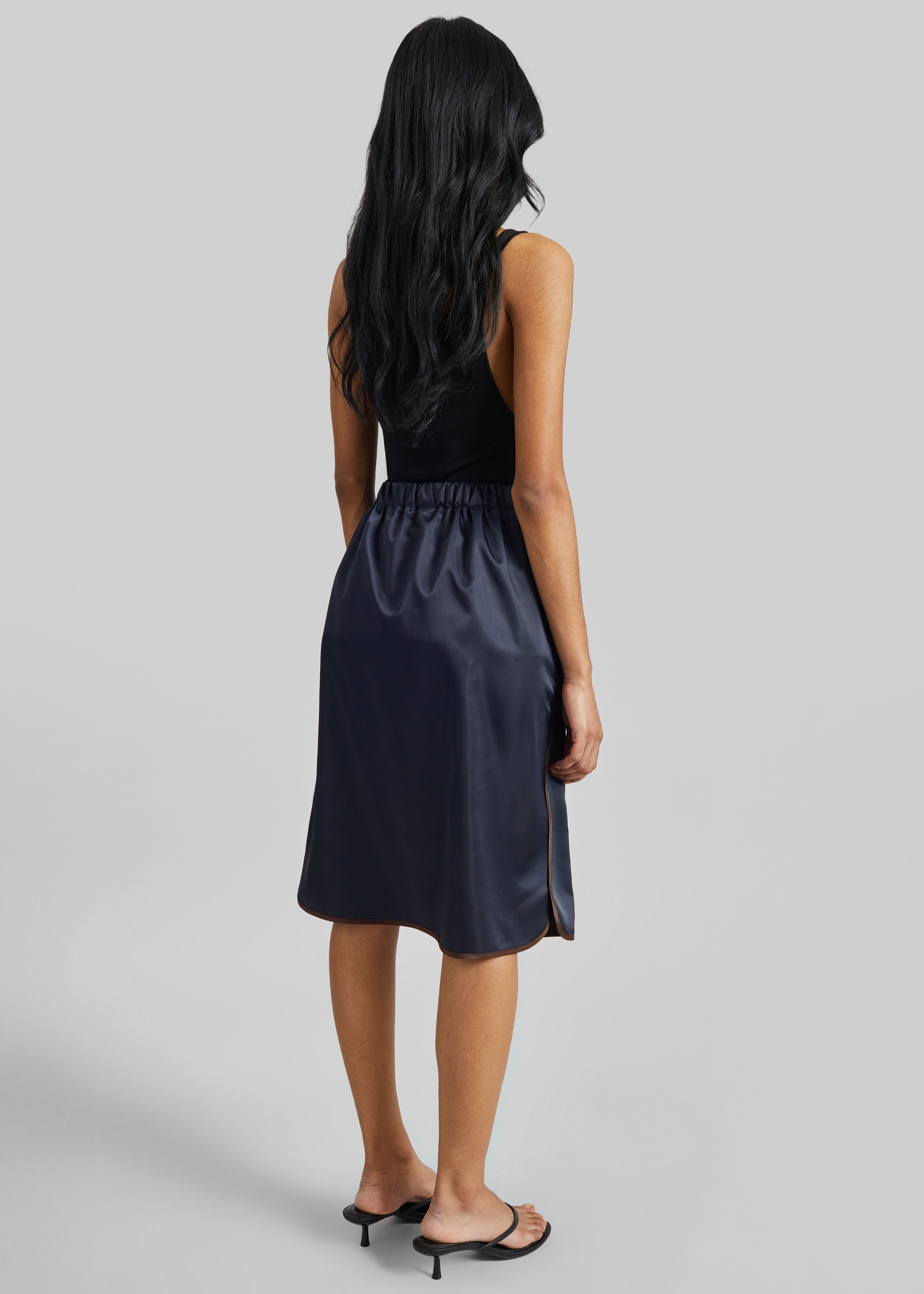 Munich Contrast Piping Midi Skirt - Navy - 8