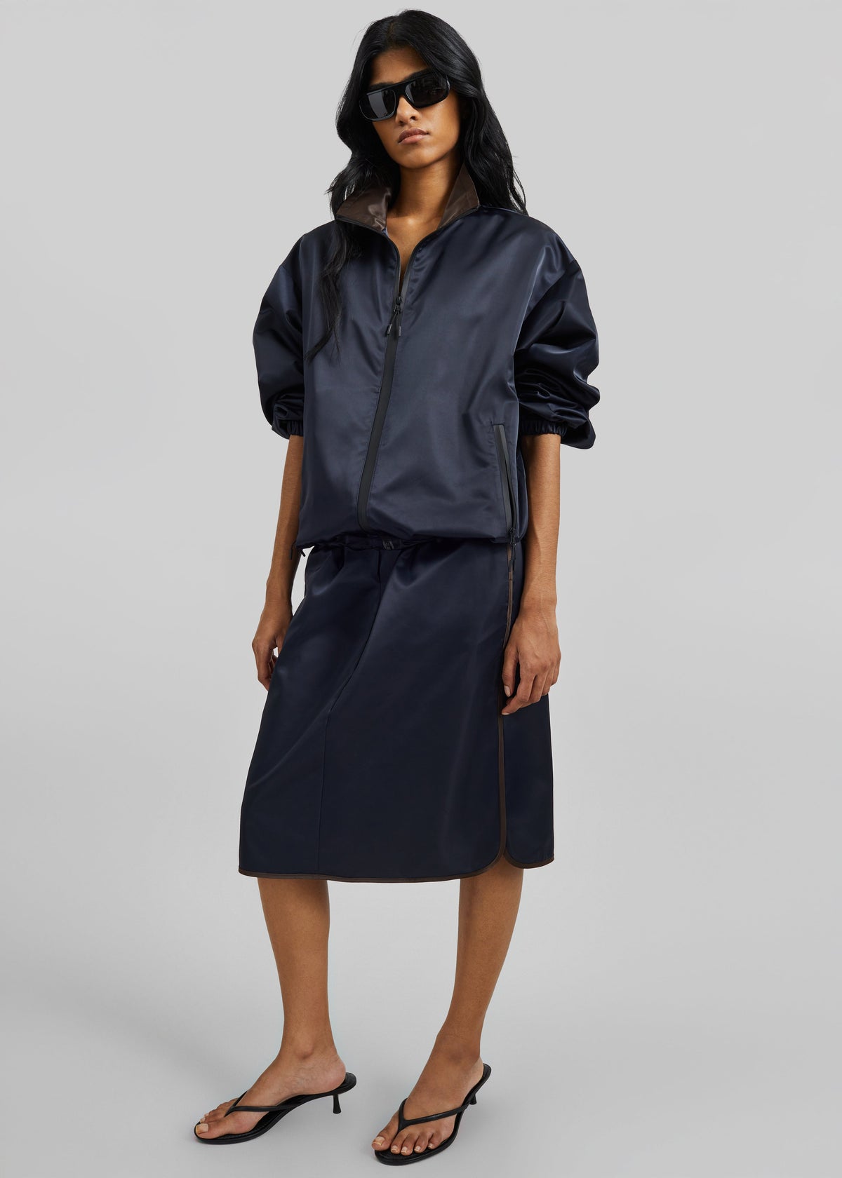 Munich Contrast Collar Zip-Up Jacket - Navy - 5