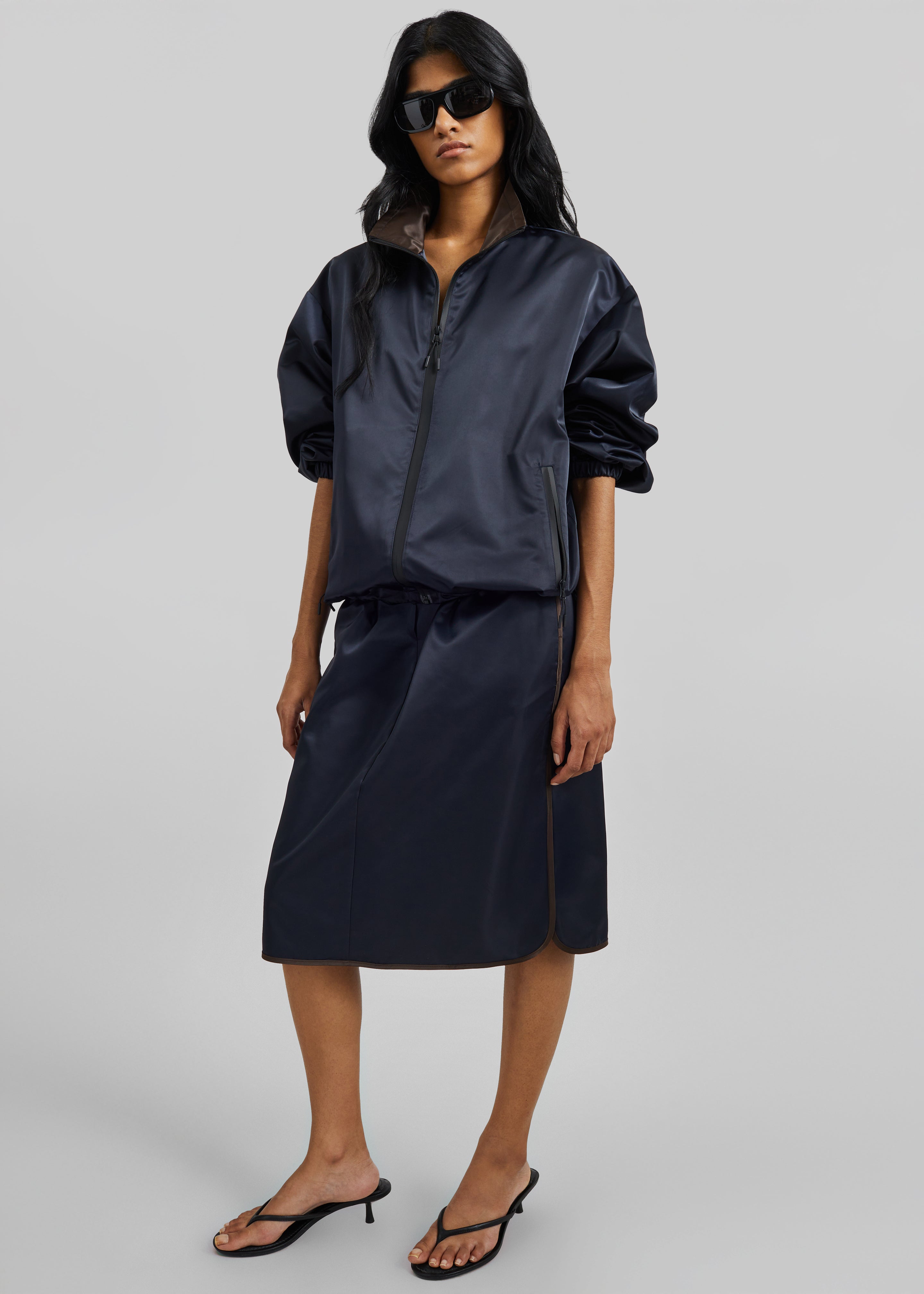 Munich Contrast Collar Zip-Up Jacket - Navy - 5