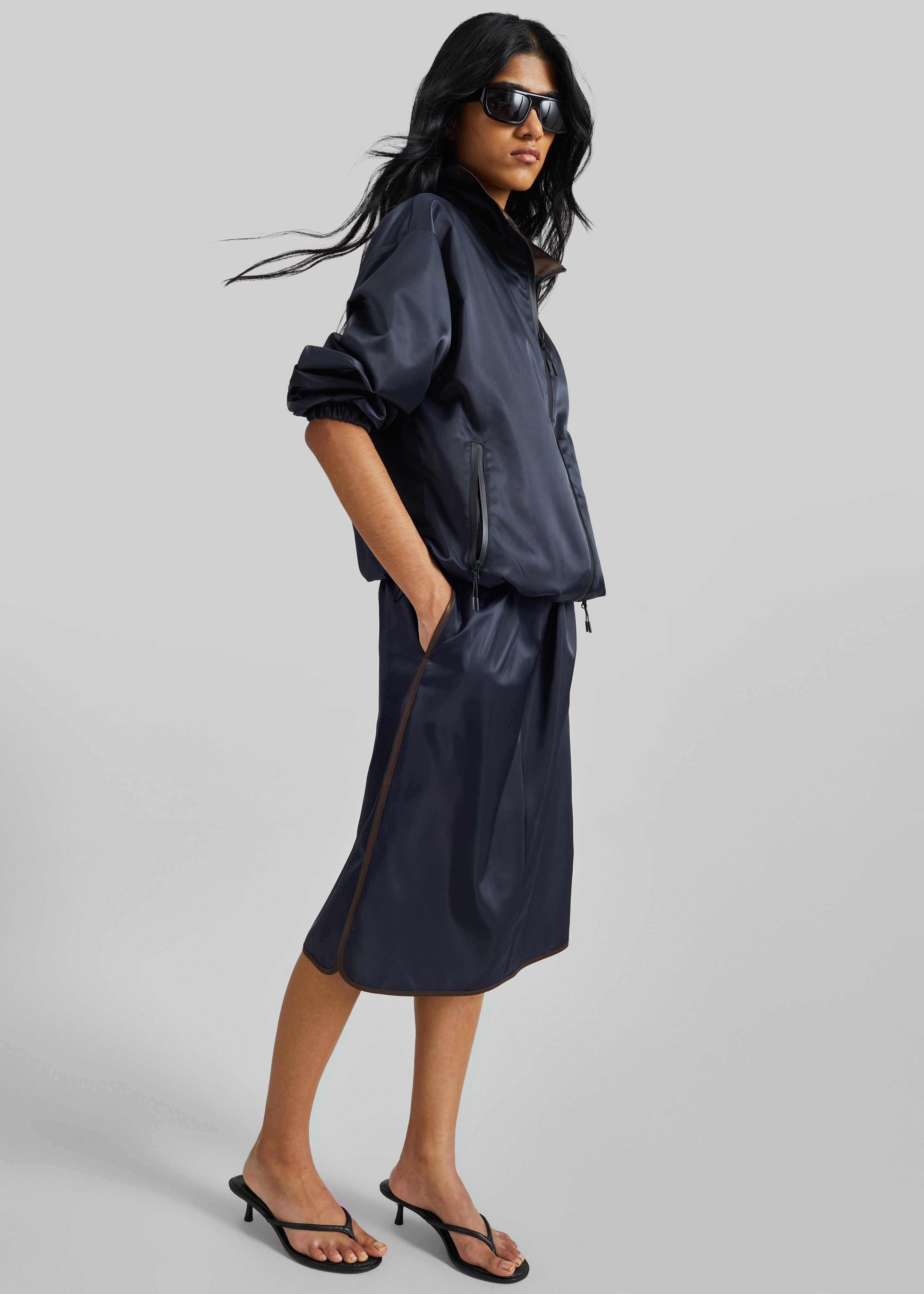 Munich Contrast Collar Zip-Up Jacket - Navy - 6