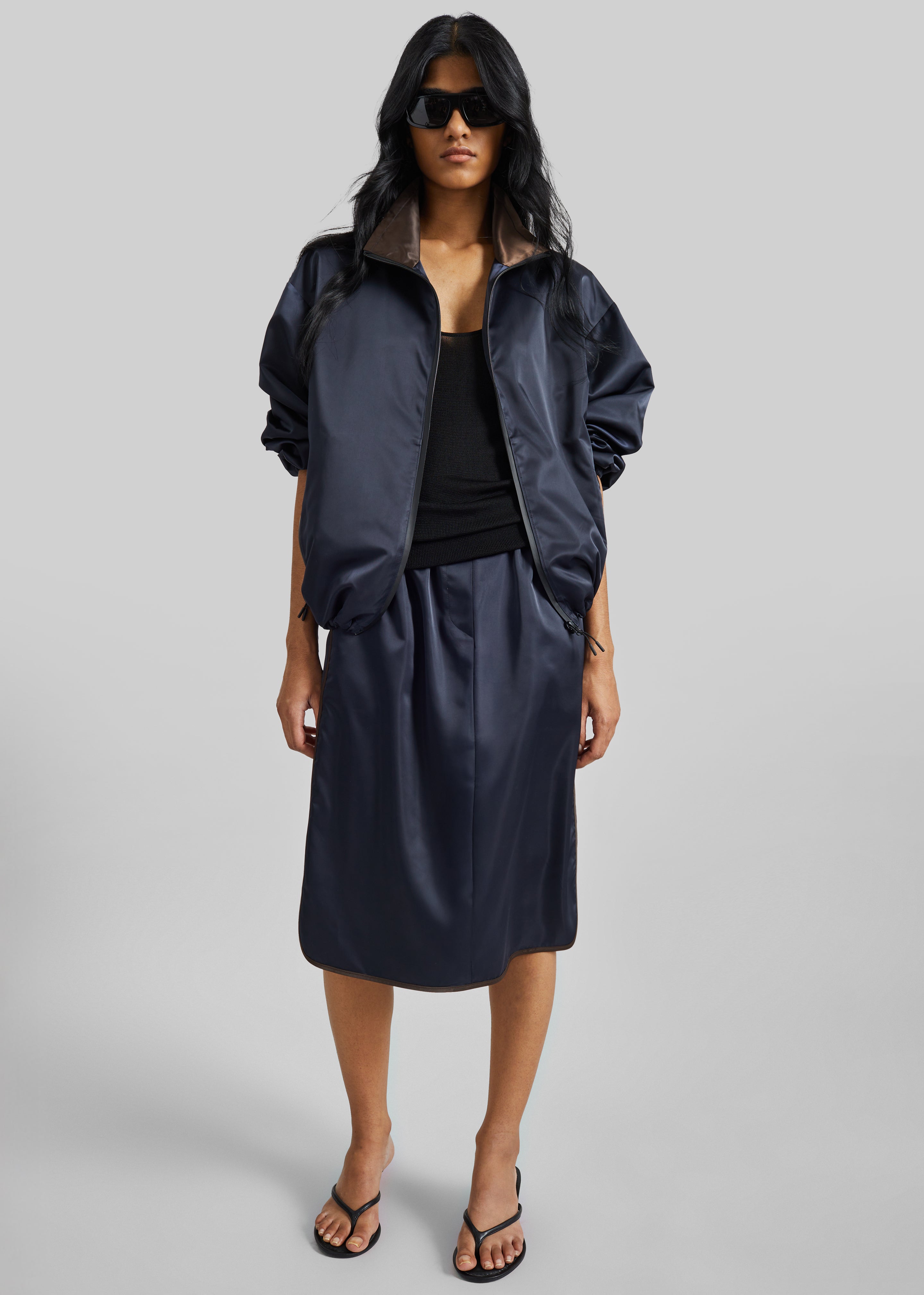 Munich Contrast Collar Zip-Up Jacket - Navy - 3