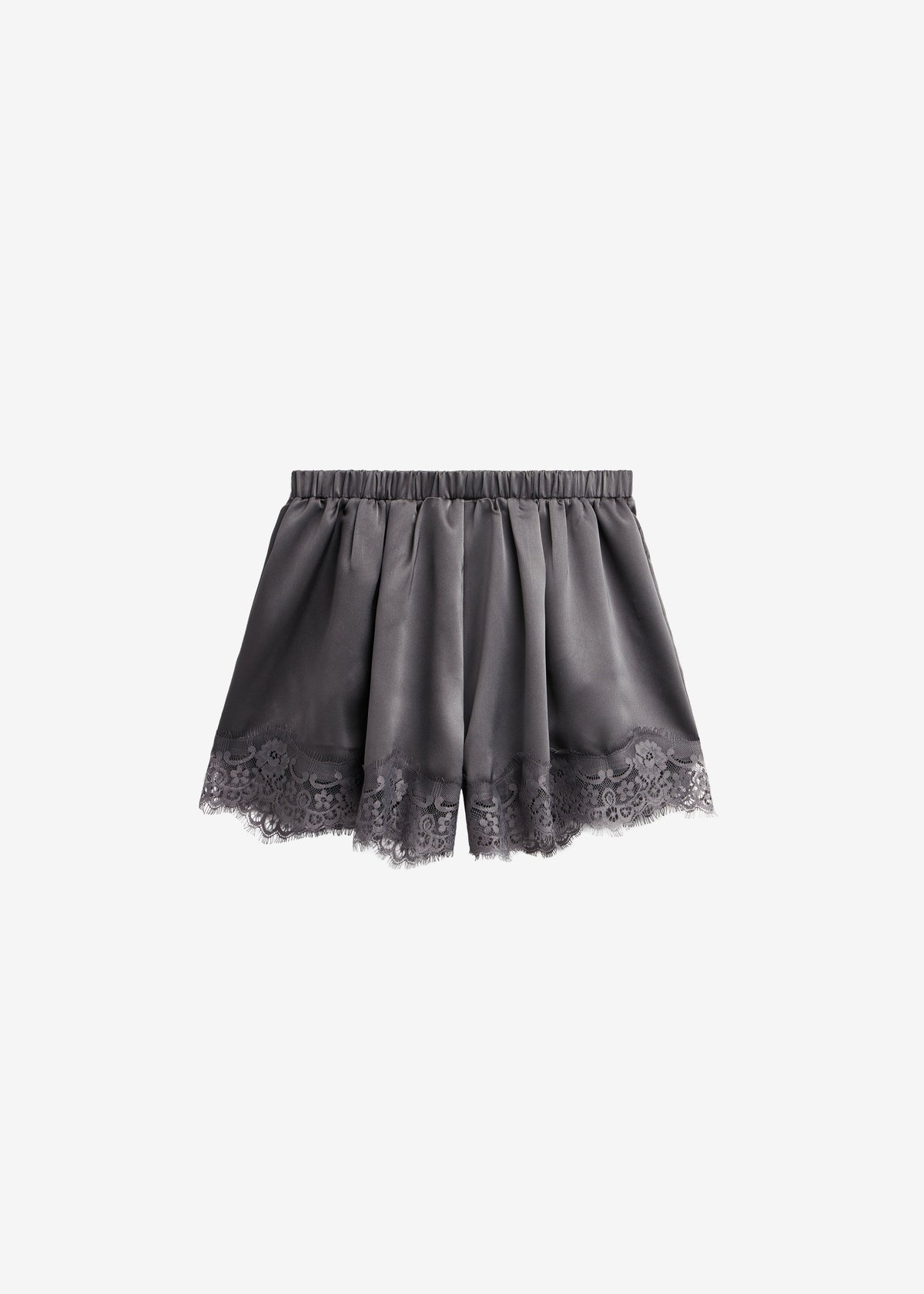 Mylah Satin Lace Trim Shorts - Slate Grey - 11