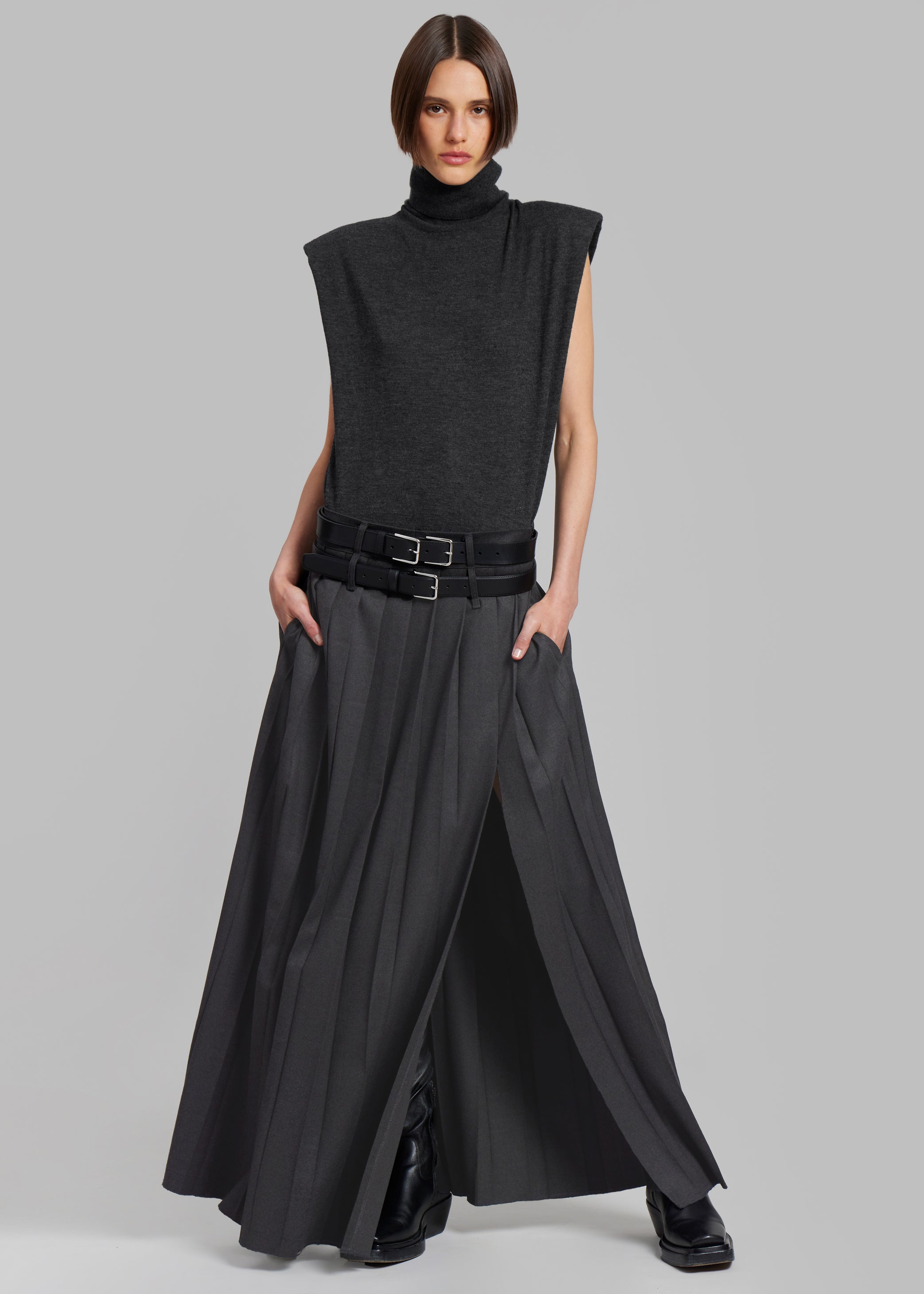Shop the look image for Nadia Thin Padded Sleeveless Turtleneck - Charcoal