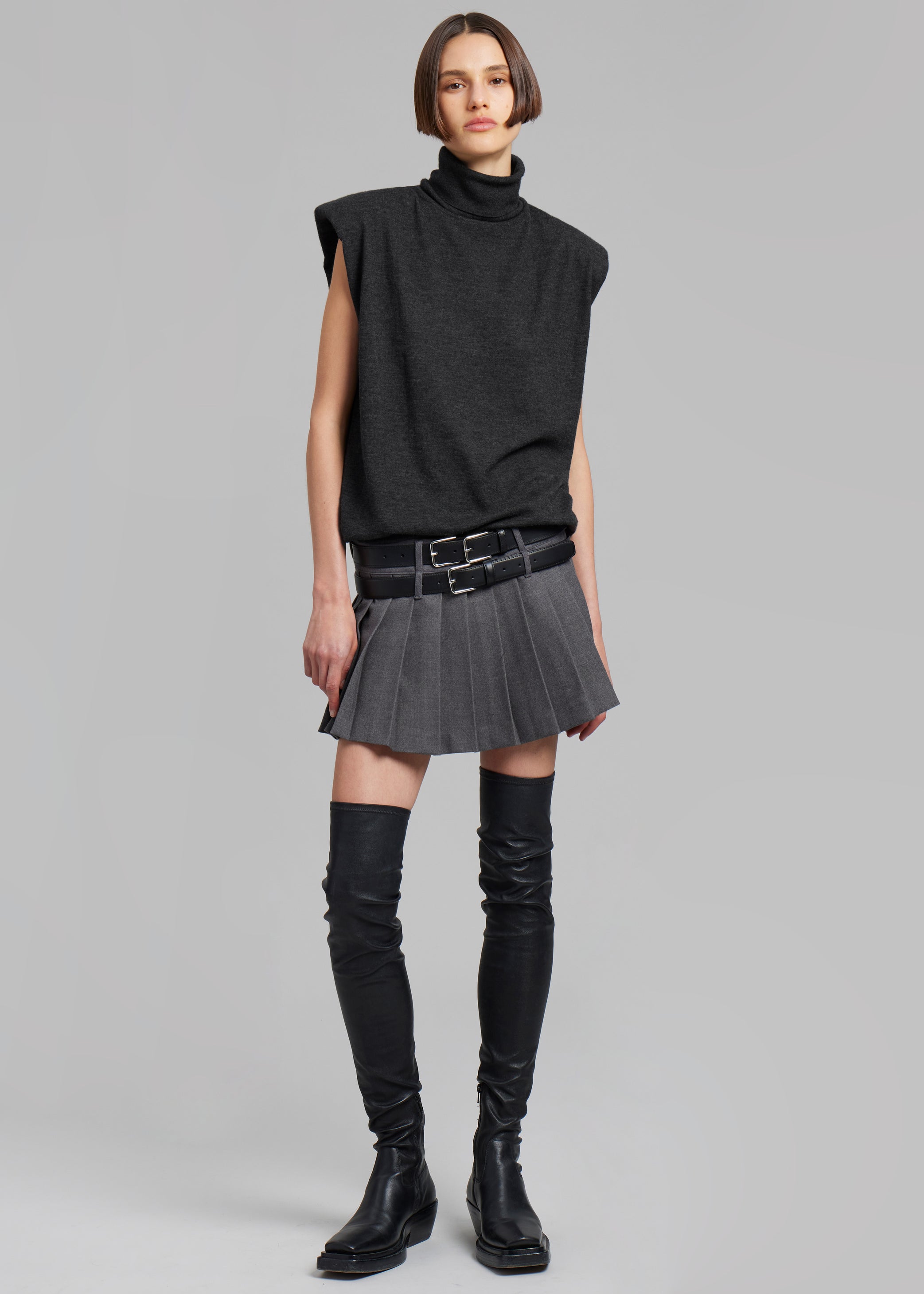 Shop the look image for Nadia Thin Padded Sleeveless Turtleneck - Charcoal