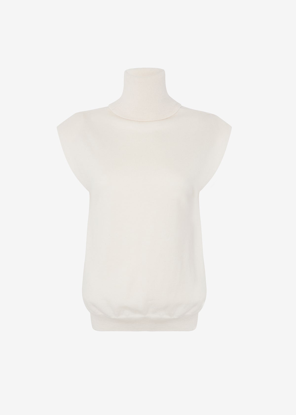 Nadia Thin Padded Sleeveless Turtleneck - Ivory - 9