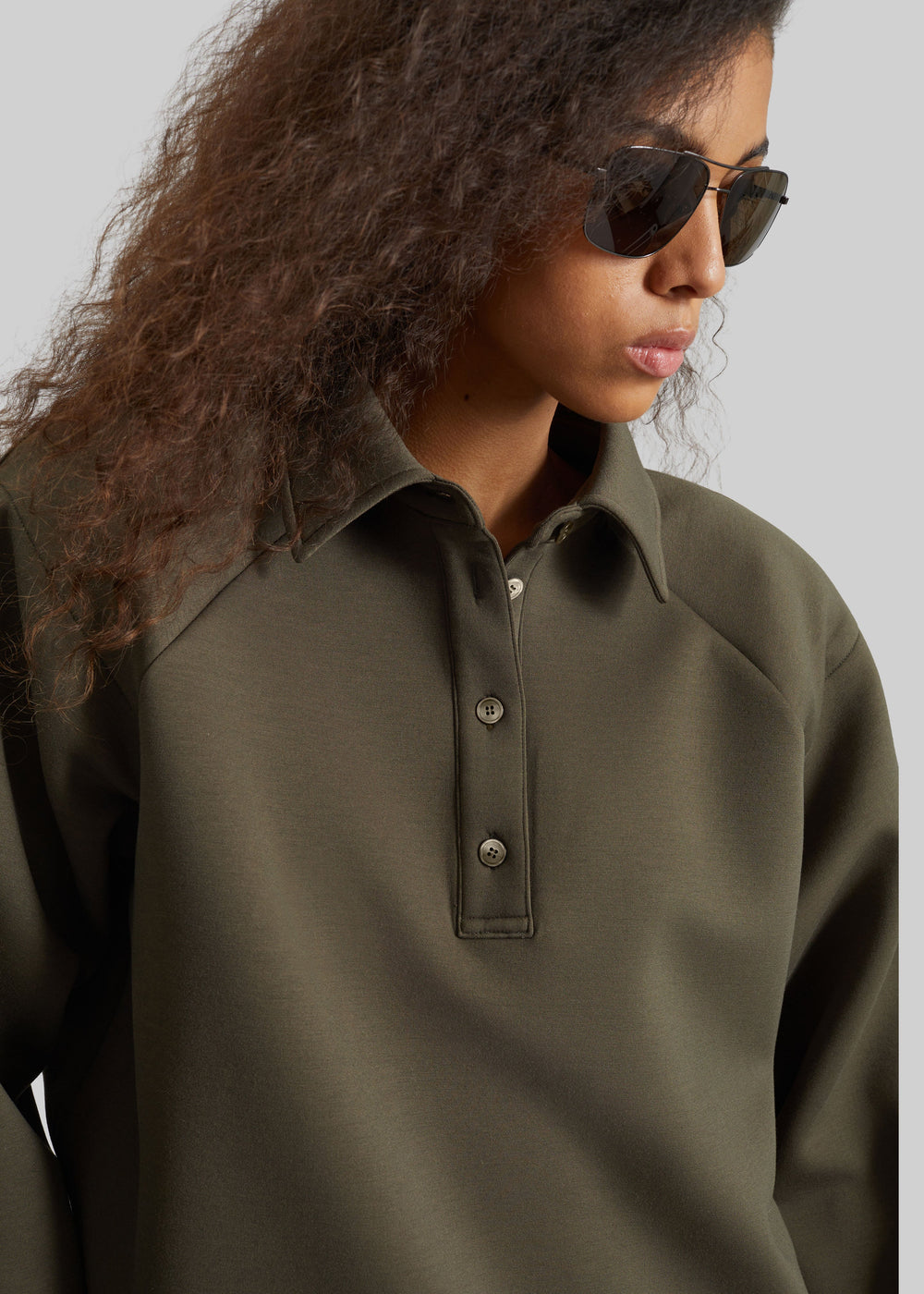 Naen Neoprene Polo Top - Dark Olive - 1