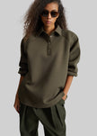 Naen Neoprene Polo Top - Dark Olive