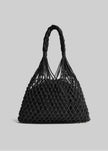 Naia Leather Macrame Bag - Black