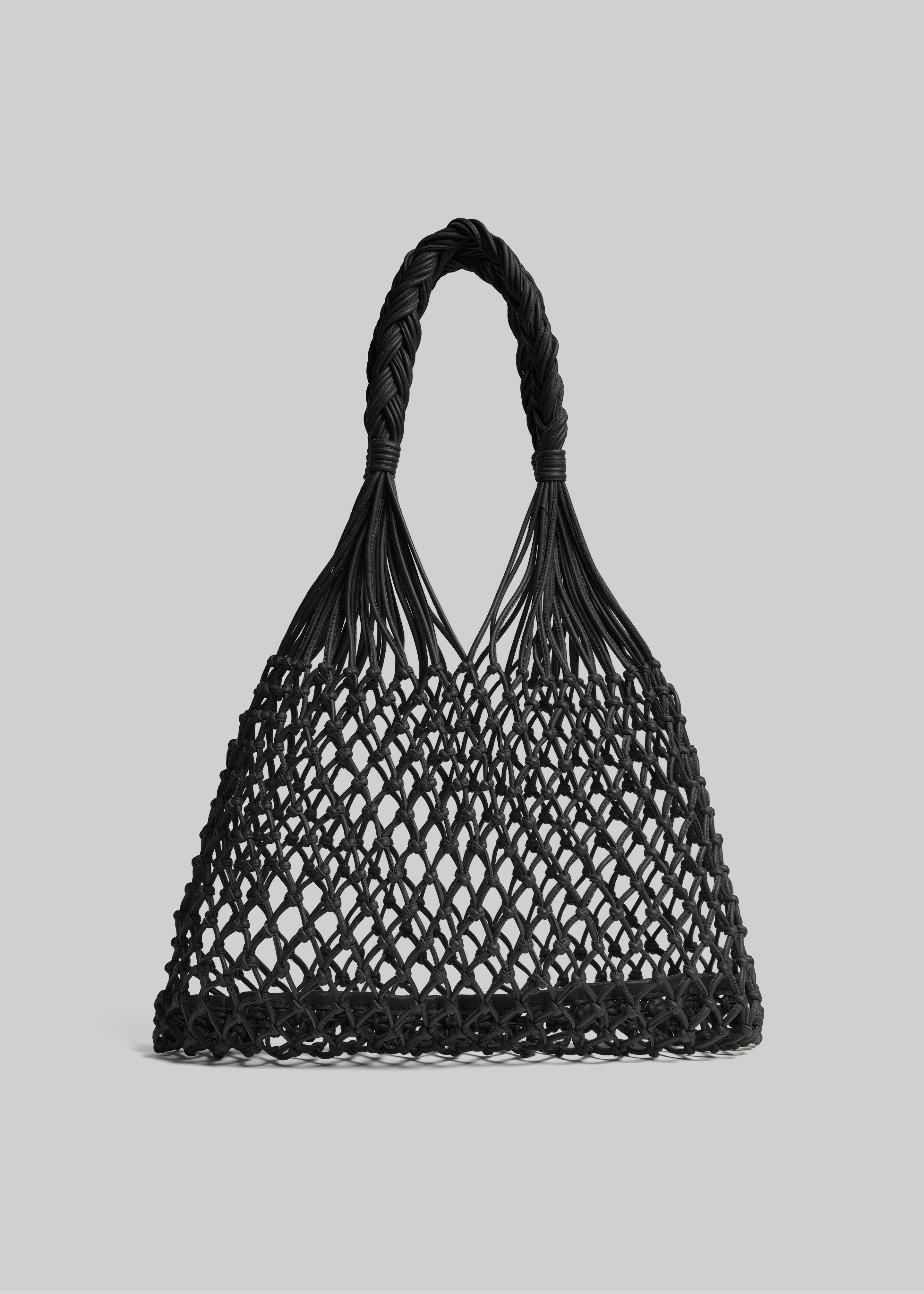 Naia Leather Macrame Bag - Black - 3