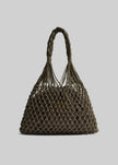 Naia Leather Macrame Bag - Olive Brown