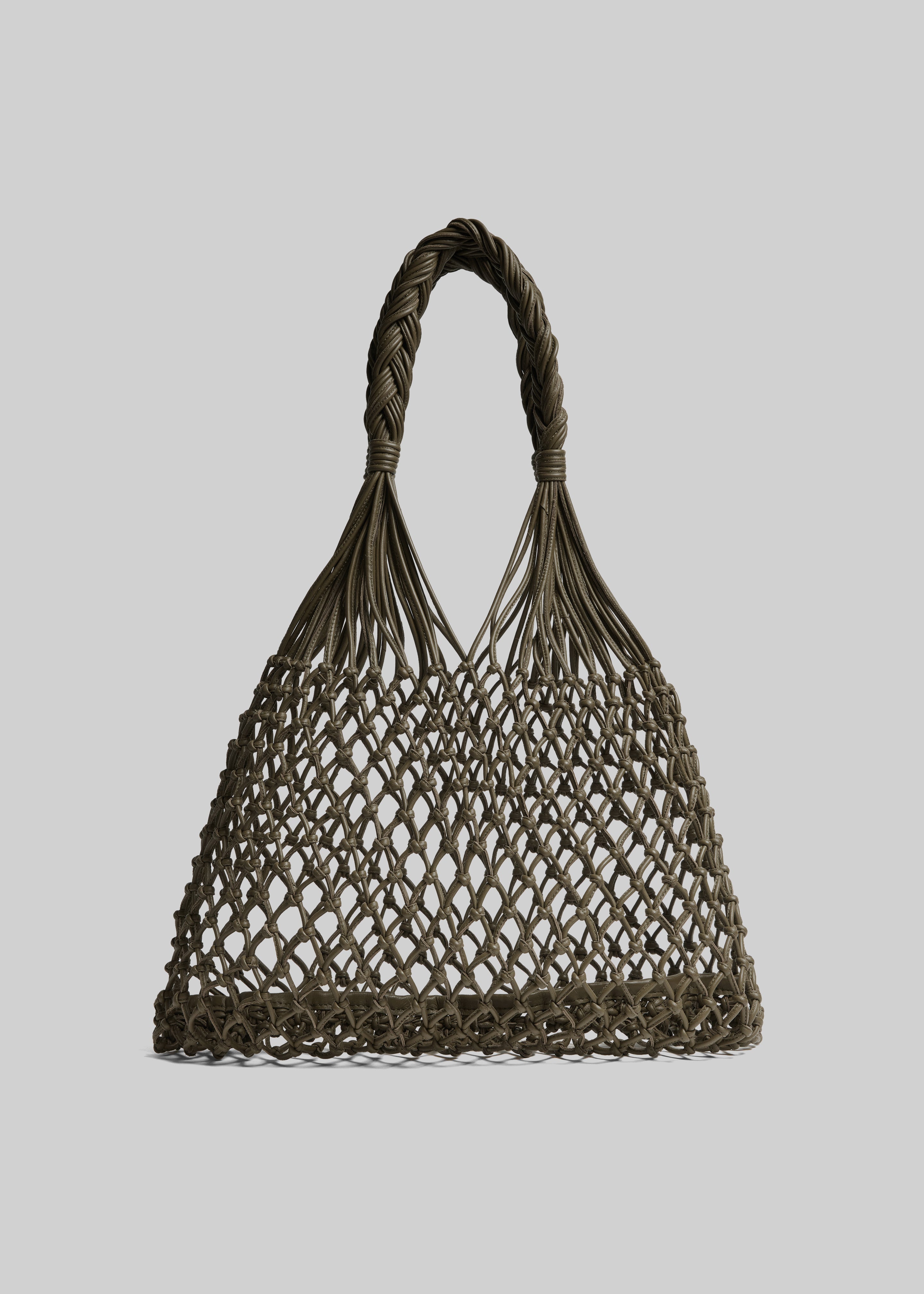 Naia Leather Macrame Bag - Olive Brown - 4