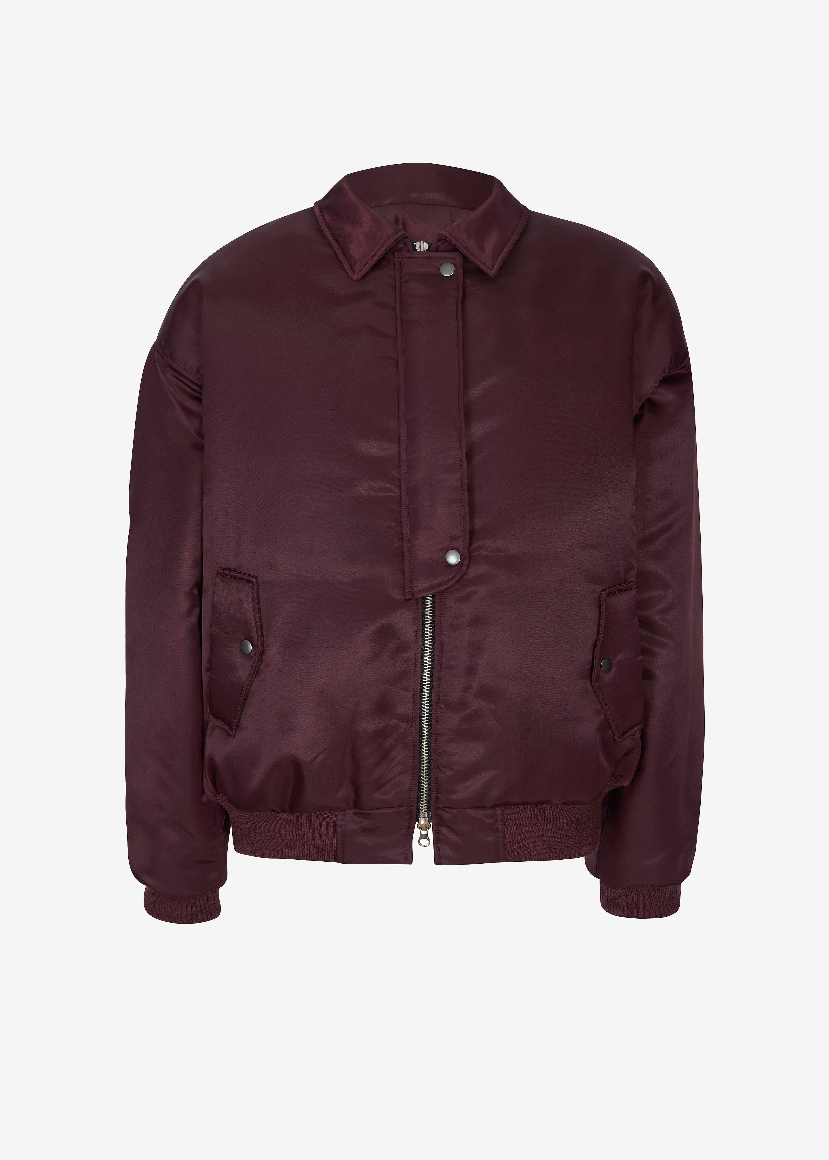 Nalden Padded Bomber Jacket - Burgundy - 8