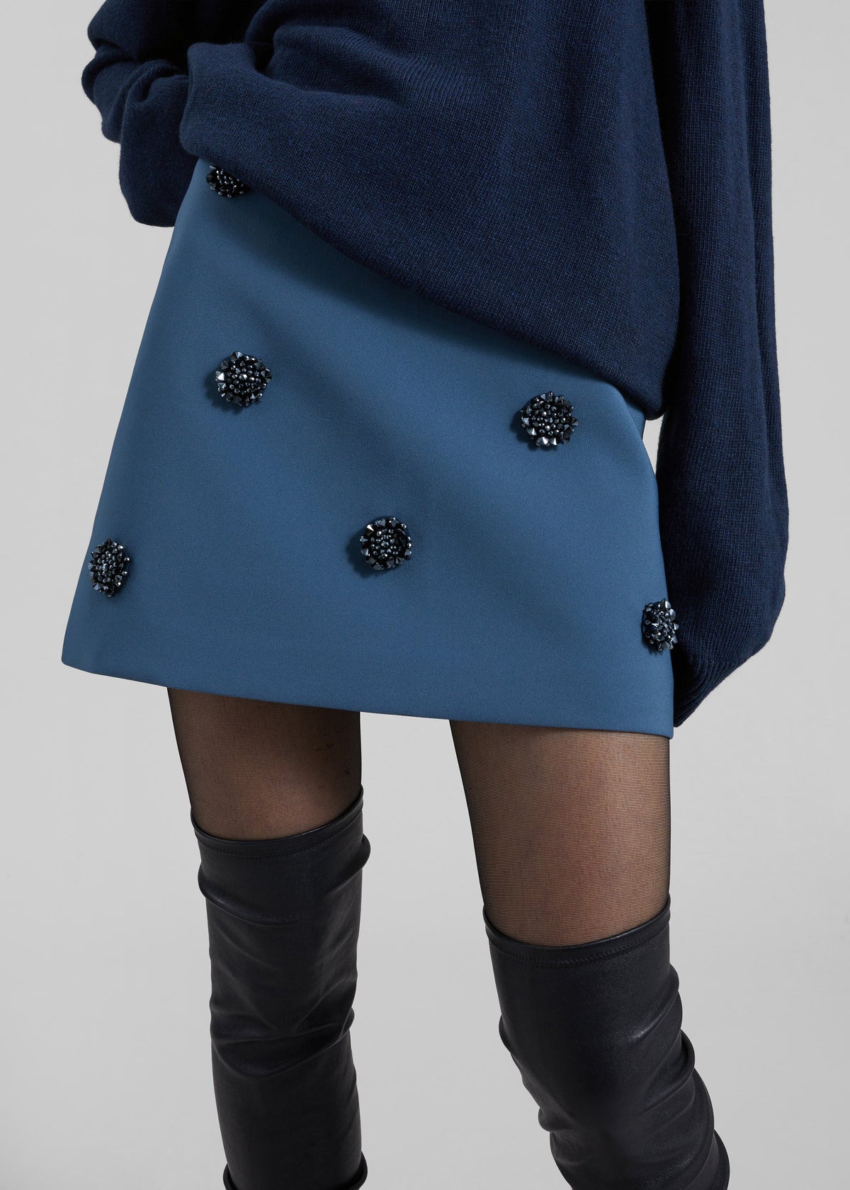 Nancy Embellished Mini Skirt - Blue - 2